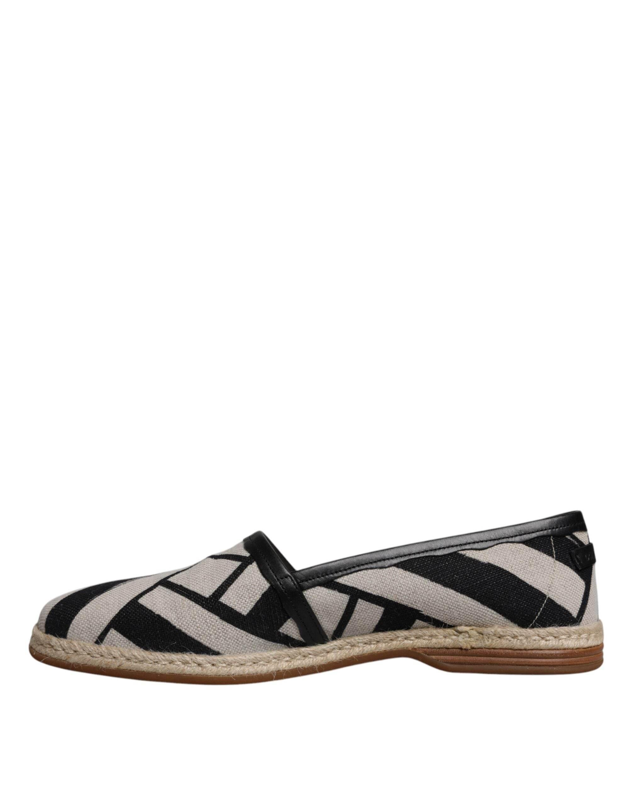 Dolce & Gabbana Black White Stripes Slip On Espadrille Shoes - Hilstor