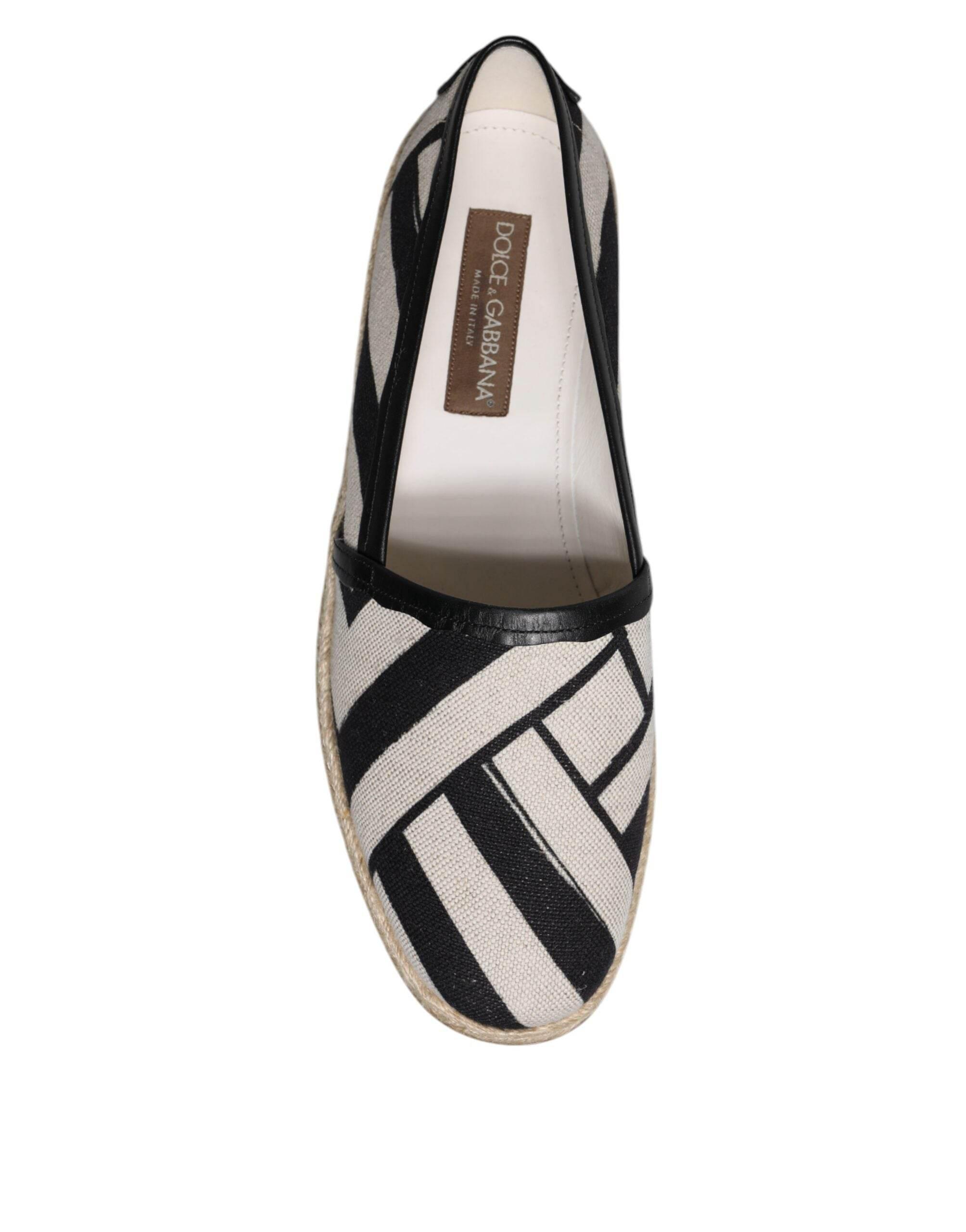 Dolce & Gabbana Black White Stripes Slip On Espadrille Shoes - Hilstor