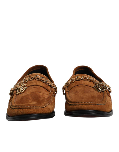 Dolce & Gabbana Brown Suede Leather Loafers Dress Shoes - Hilstor