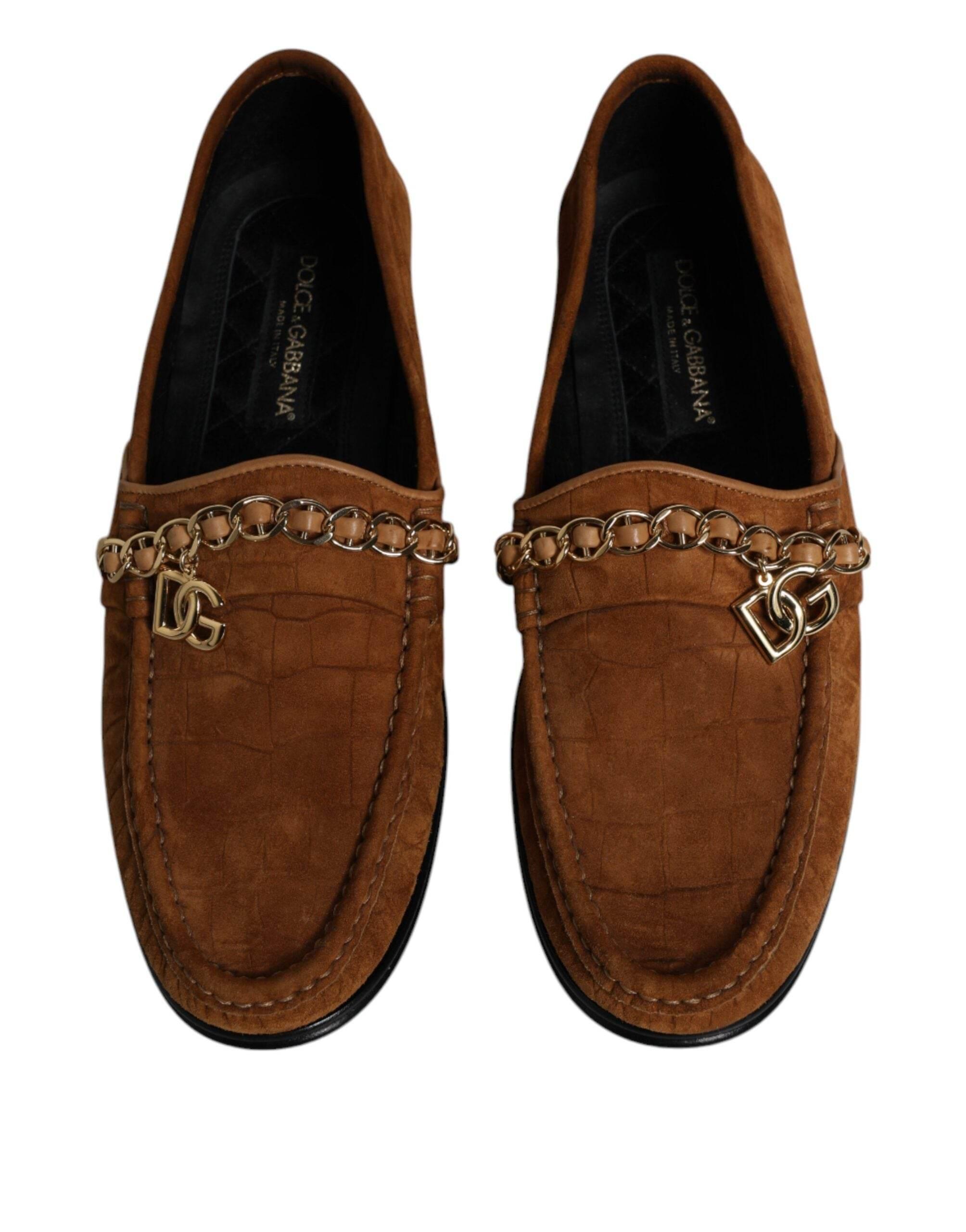 Dolce & Gabbana Brown Suede Leather Loafers Dress Shoes - Hilstor