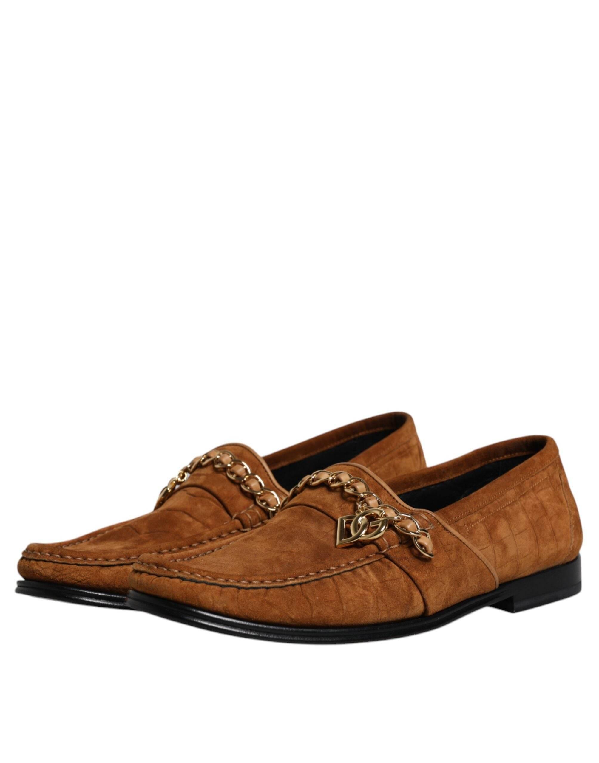 Dolce & Gabbana Brown Suede Leather Loafers Dress Shoes - Hilstor