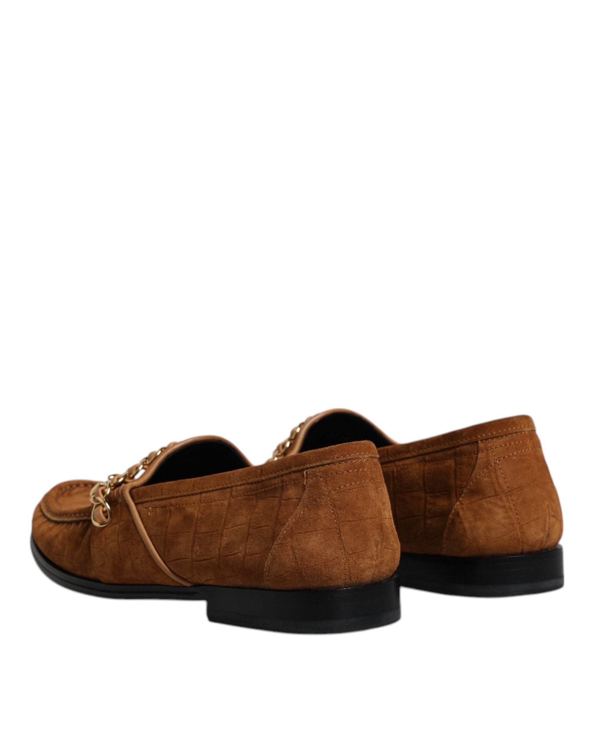 Dolce & Gabbana Brown Suede Leather Loafers Dress Shoes - Hilstor