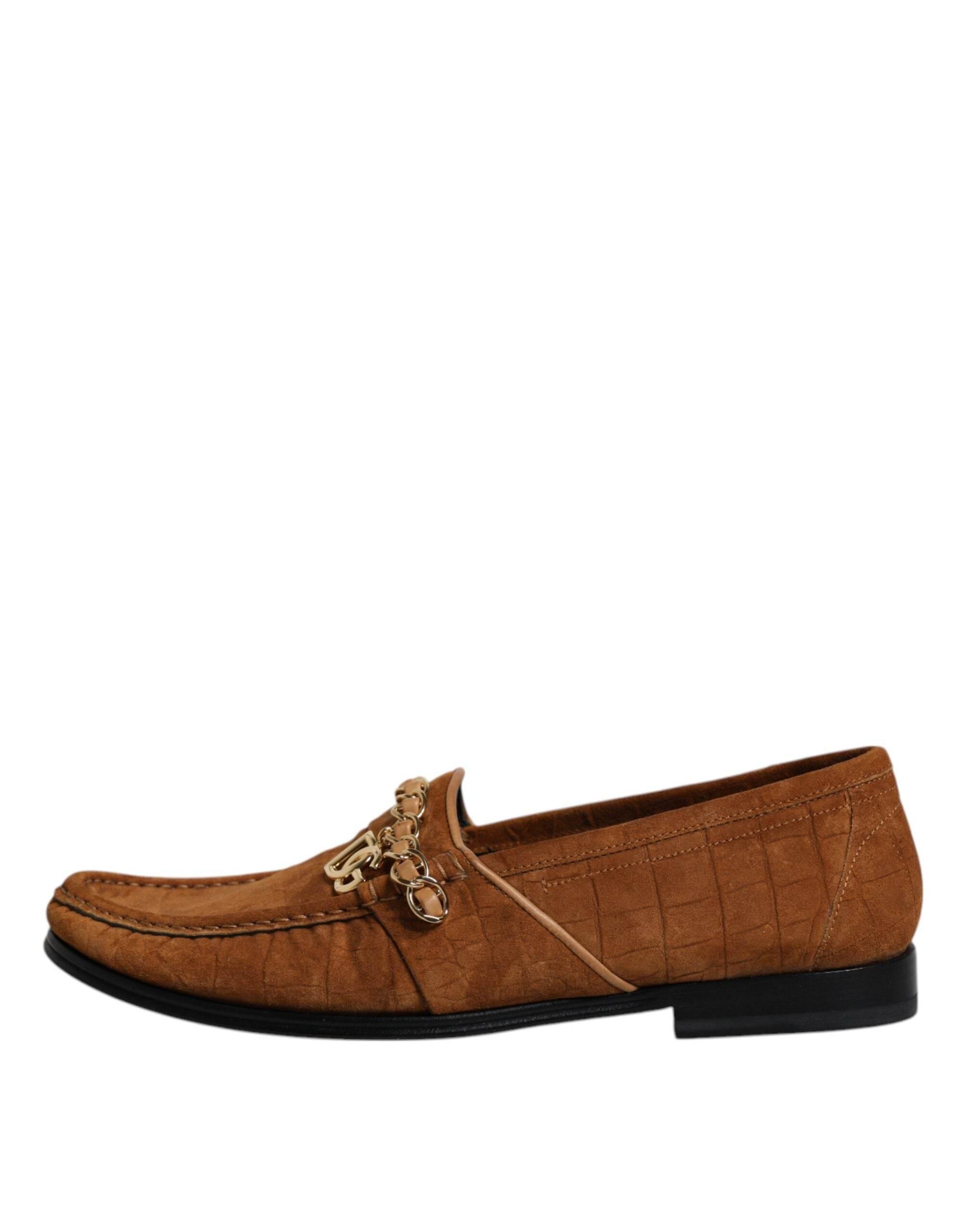 Dolce & Gabbana Brown Suede Leather Loafers Dress Shoes - Hilstor