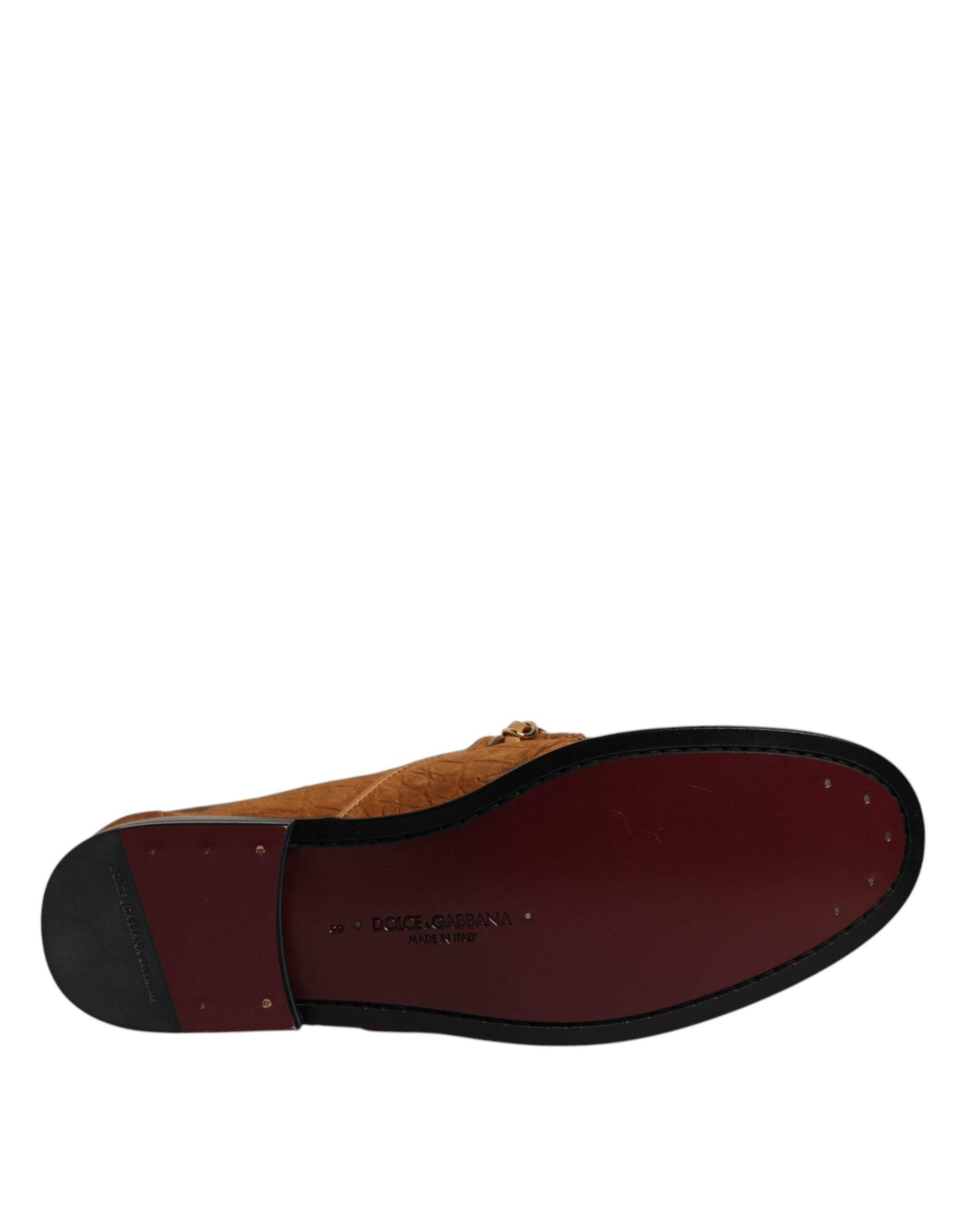 Dolce & Gabbana Brown Suede Leather Loafers Dress Shoes - Hilstor