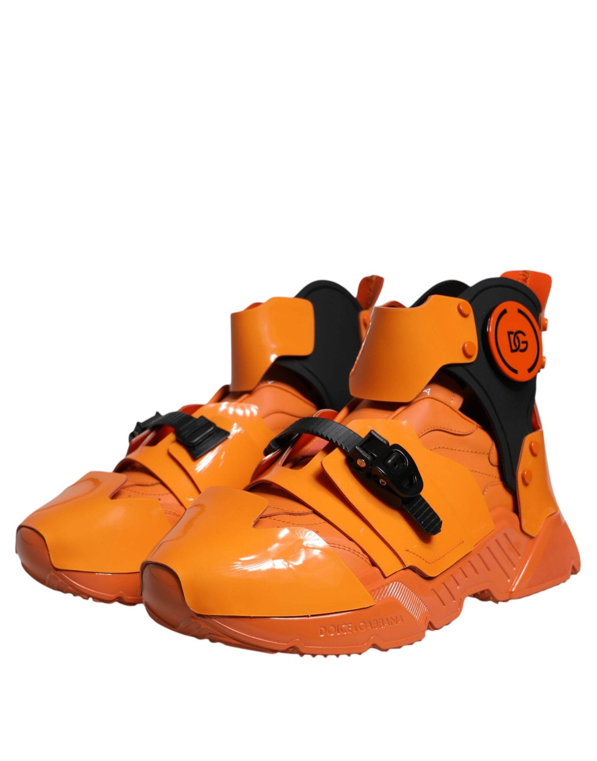 Dolce & Gabbana Orange Multi Panel Chunky High Top Sneakers Shoes - Hilstor