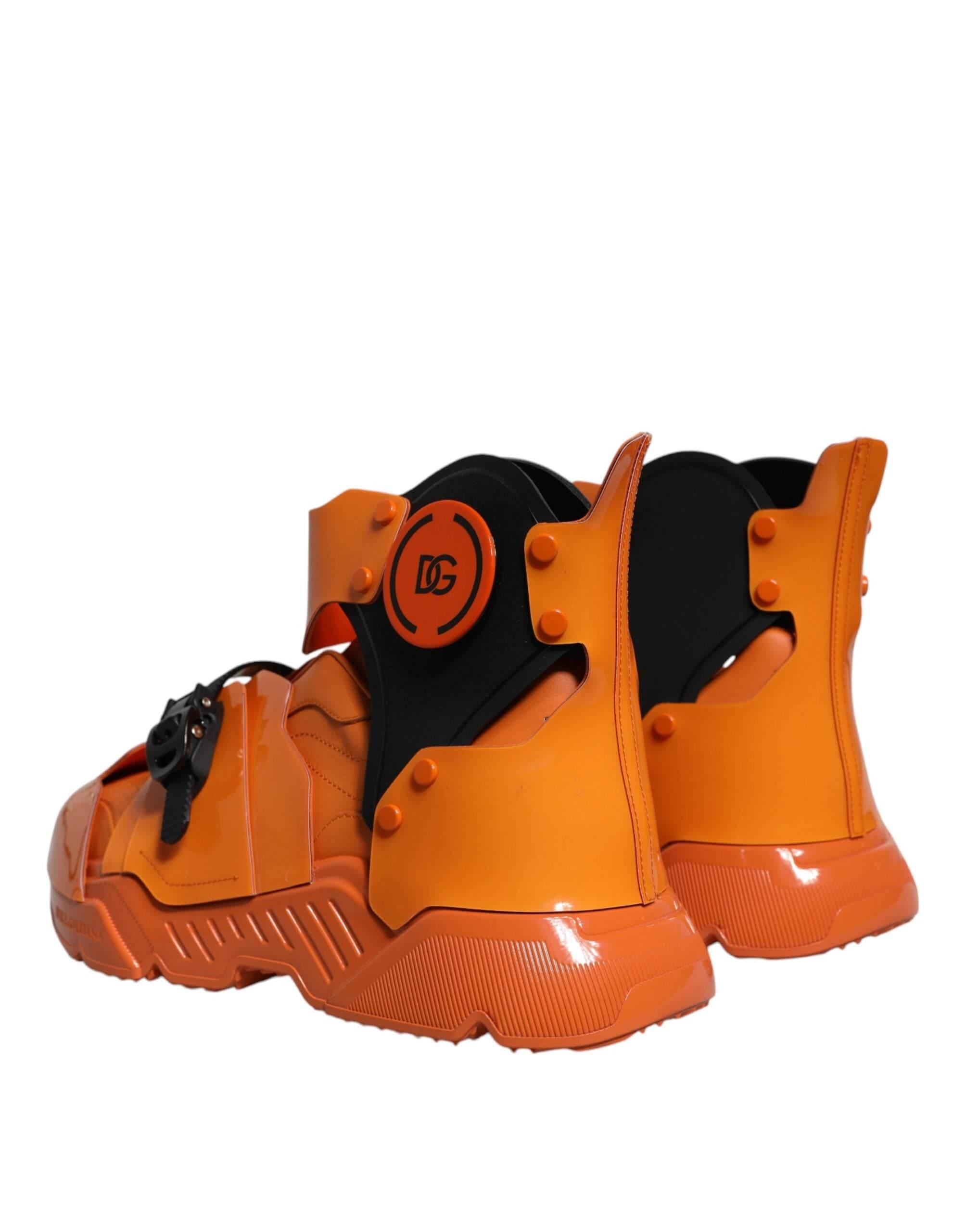 Dolce & Gabbana Orange Multi Panel Chunky High Top Sneakers Shoes - Hilstor