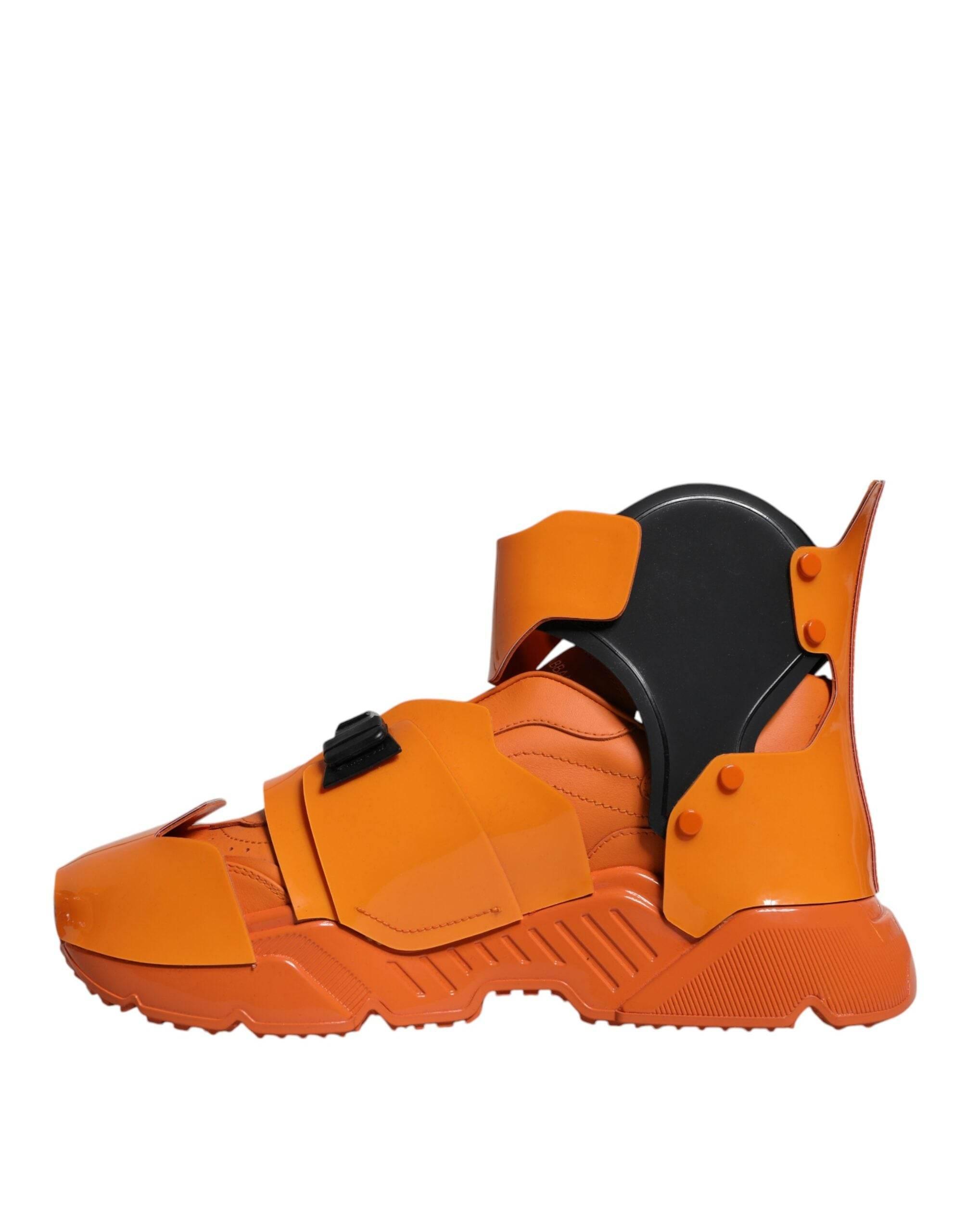 Dolce & Gabbana Orange Multi Panel Chunky High Top Sneakers Shoes - Hilstor