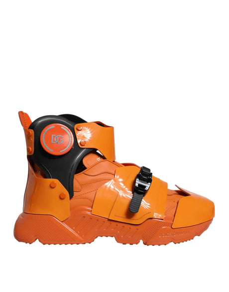 Dolce & Gabbana Orange Multi Panel Chunky High Top Sneakers Shoes - Hilstor