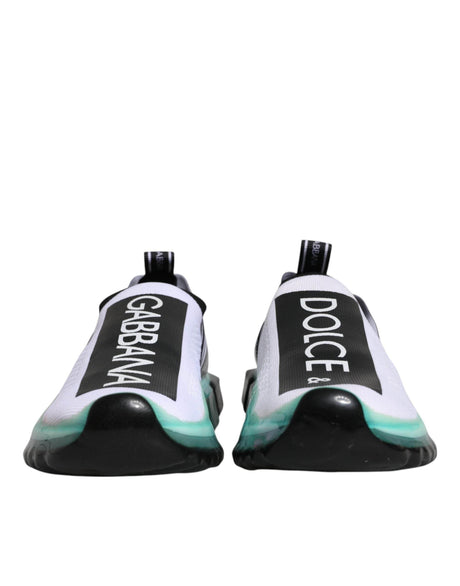 Dolce & Gabbana White Blue Sorrento Slip On Sneakers Shoes - Hilstor