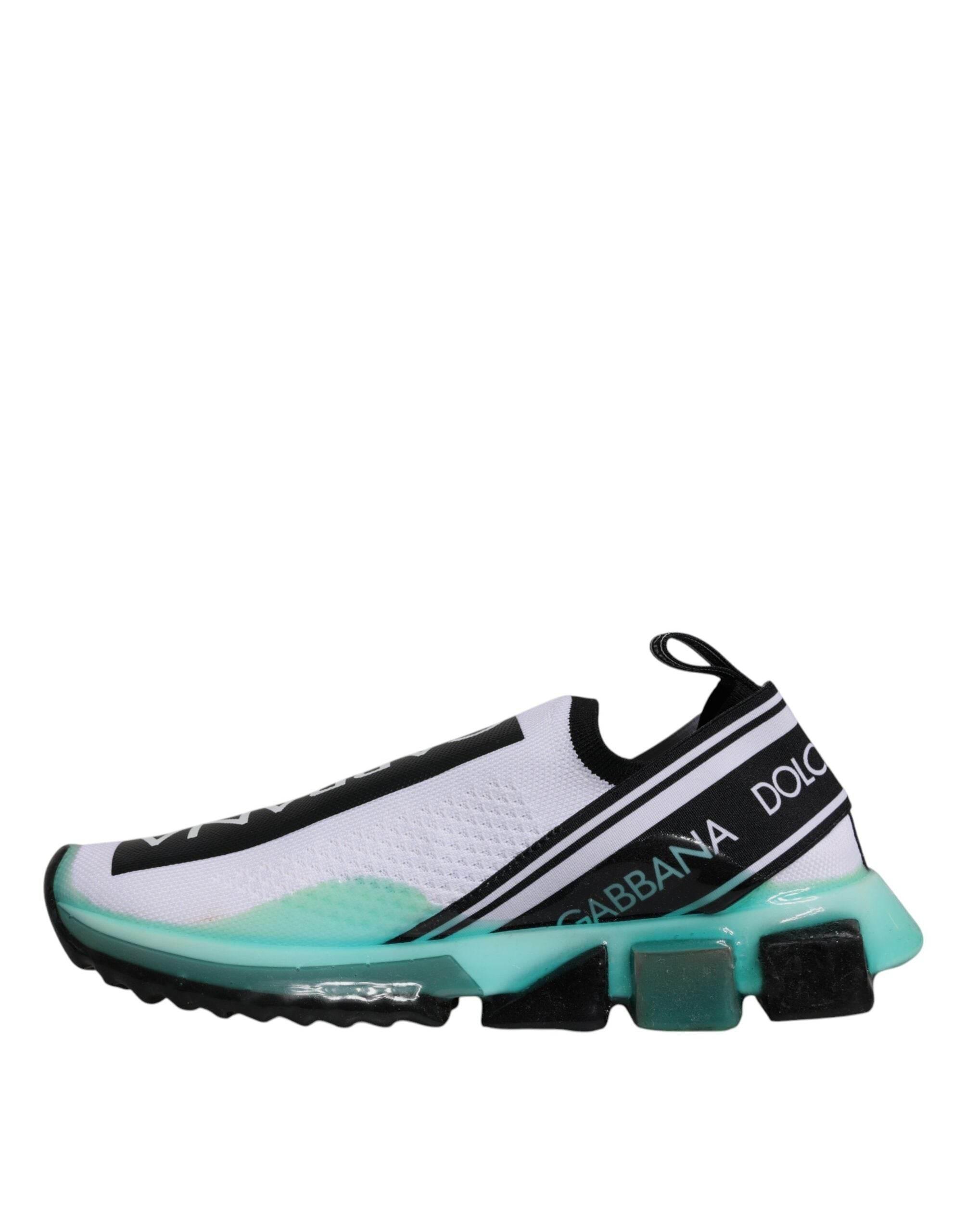 Dolce & Gabbana White Blue Sorrento Slip On Sneakers Shoes - Hilstor