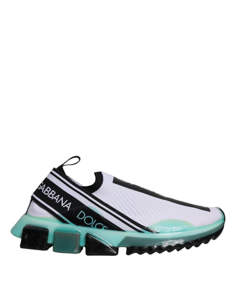 Dolce & Gabbana White Blue Sorrento Slip On Sneakers Shoes - Hilstor