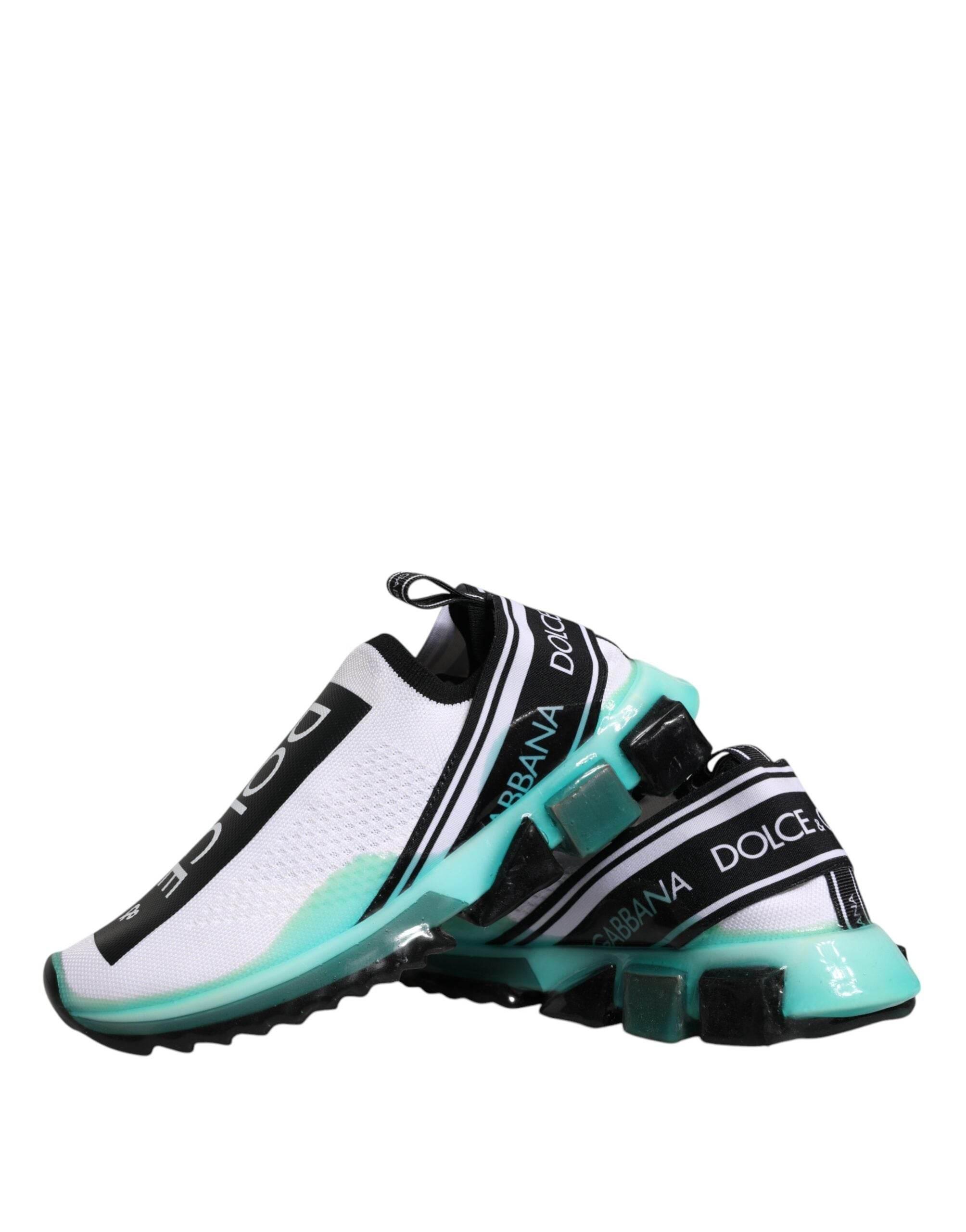 Dolce & Gabbana White Blue Sorrento Slip On Sneakers Shoes - Hilstor