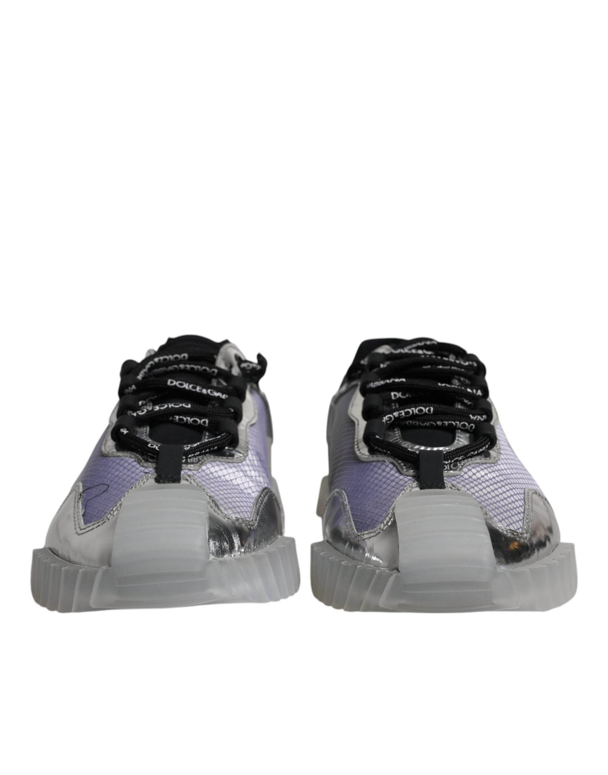 Dolce & Gabbana Silver Black Nylon NS1 Low Top Sneakers Shoes - Hilstor