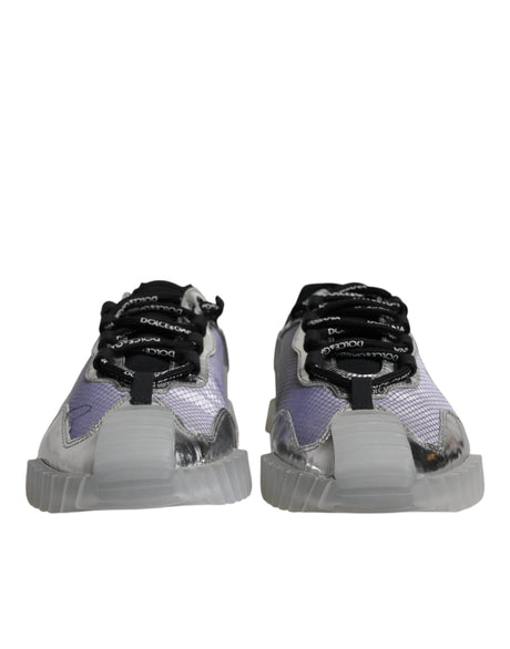 Dolce & Gabbana Silver Black Nylon NS1 Low Top Sneakers Shoes - Hilstor