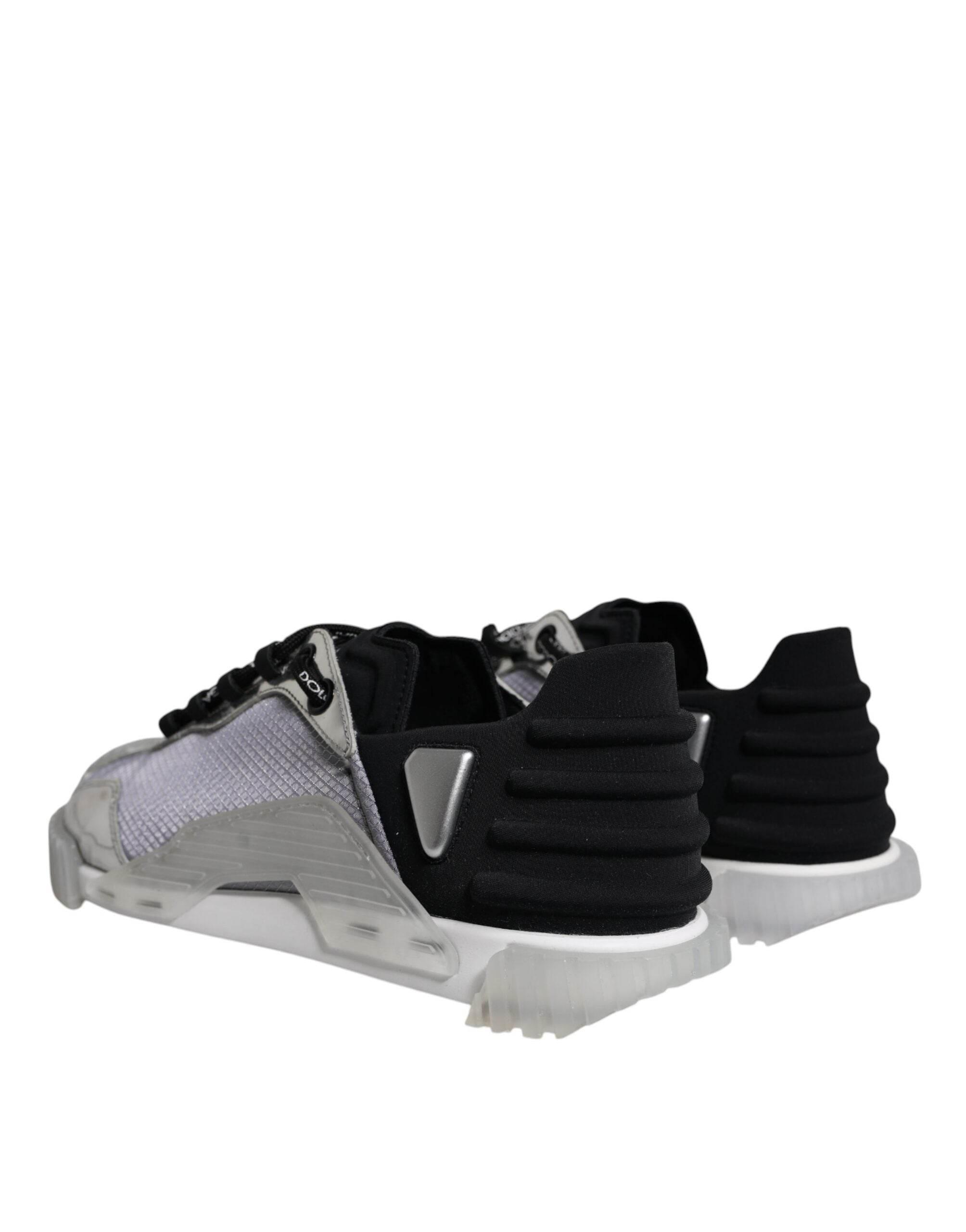 Dolce & Gabbana Silver Black Nylon NS1 Low Top Sneakers Shoes - Hilstor