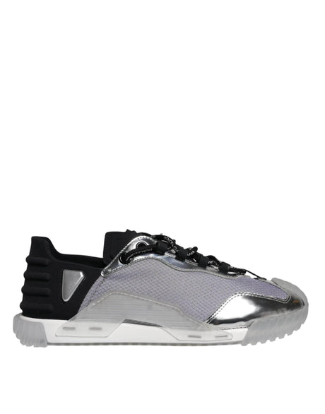 Dolce & Gabbana Silver Black Nylon NS1 Low Top Sneakers Shoes - Hilstor