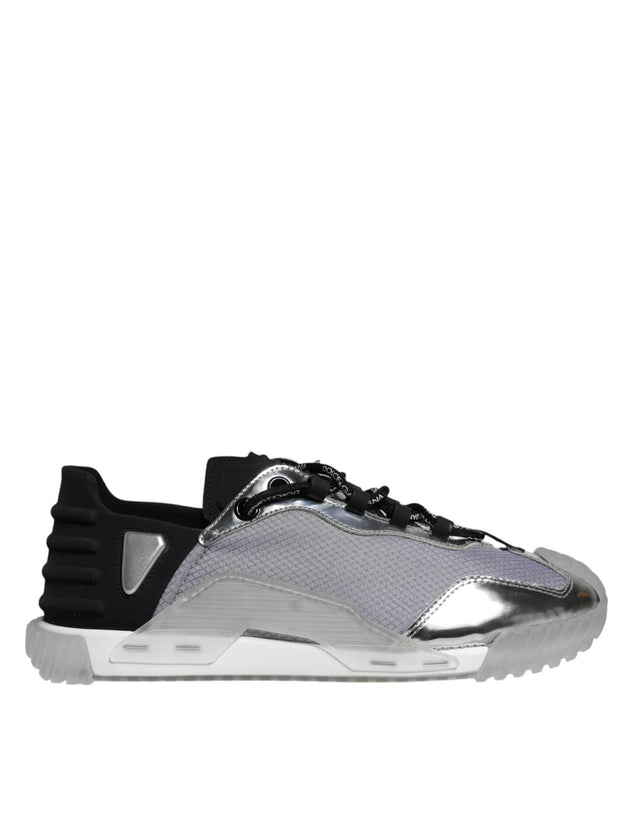 Dolce & Gabbana Silver Black Nylon NS1 Low Top Sneakers Shoes - Hilstor