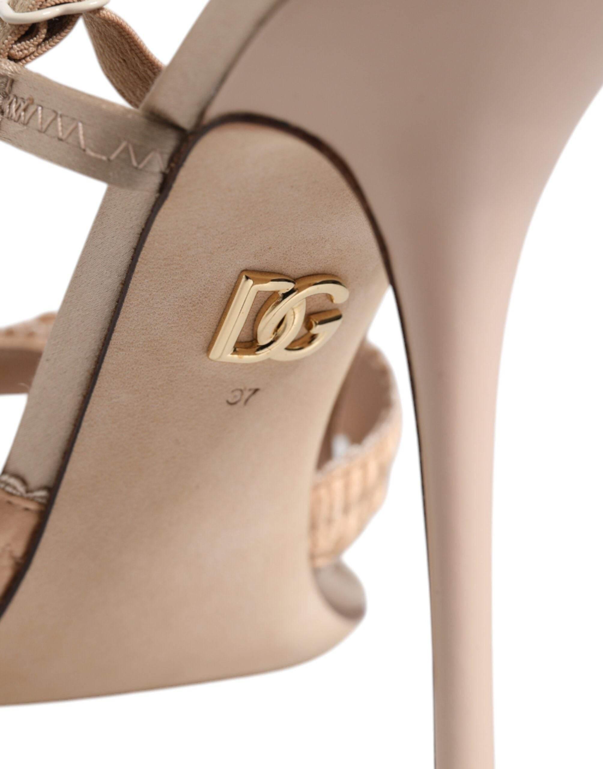 Dolce & Gabbana Beige Keira Slingback Heels Sandals Shoes - Hilstor
