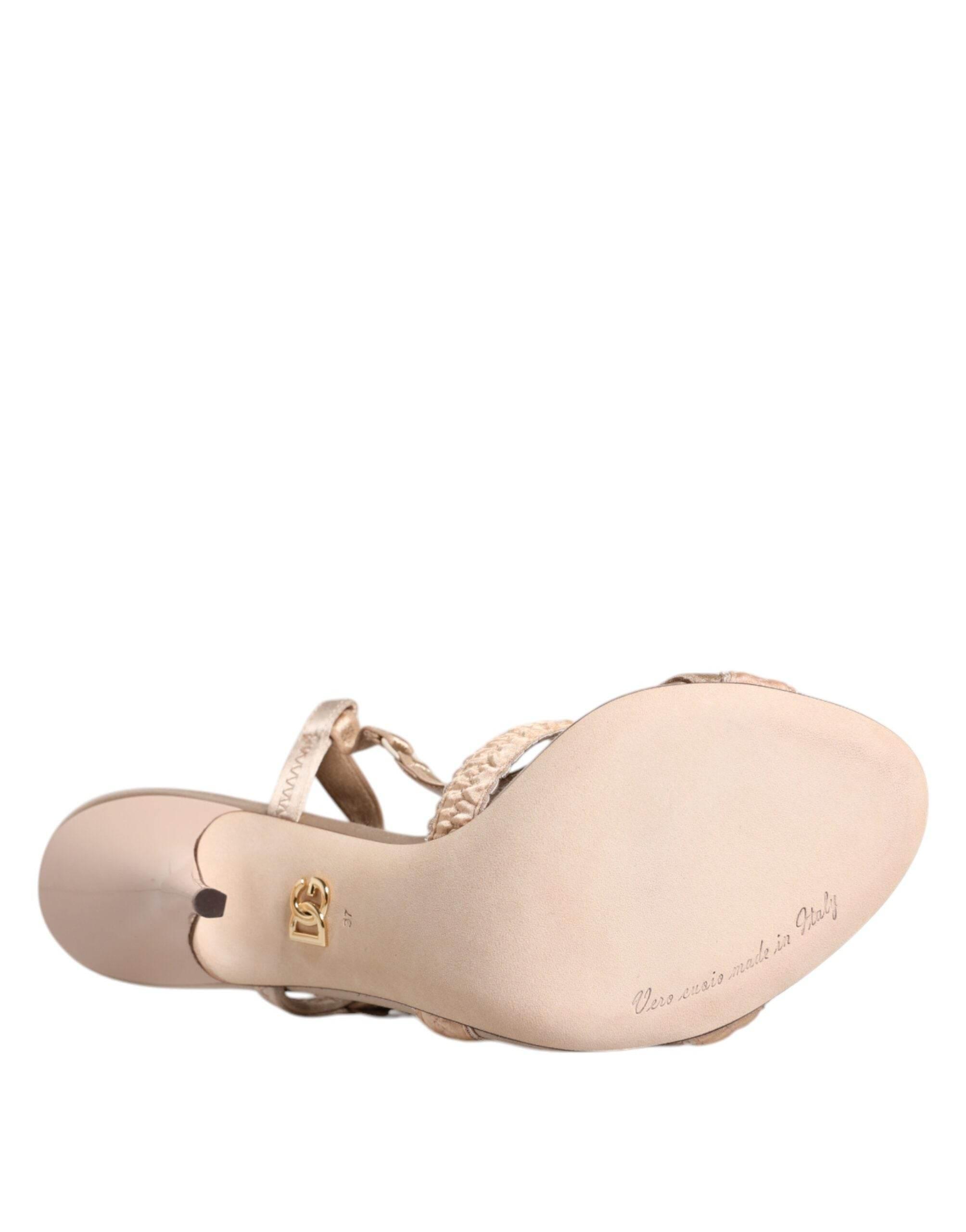 Dolce & Gabbana Beige Keira Slingback Heels Sandals Shoes - Hilstor