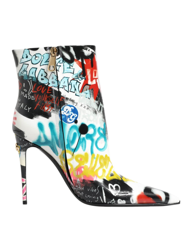 Dolce & Gabbana Multicolor Graffiti Keira Mid Calf Boots Shoes - Hilstor