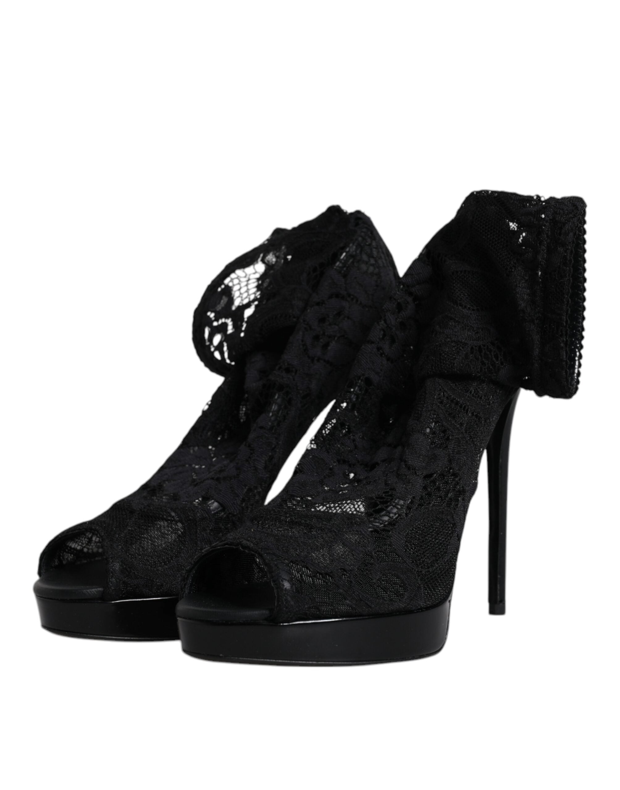 Dolce &amp; Gabbana Sort Stretch Taormina blondestøvler Sko