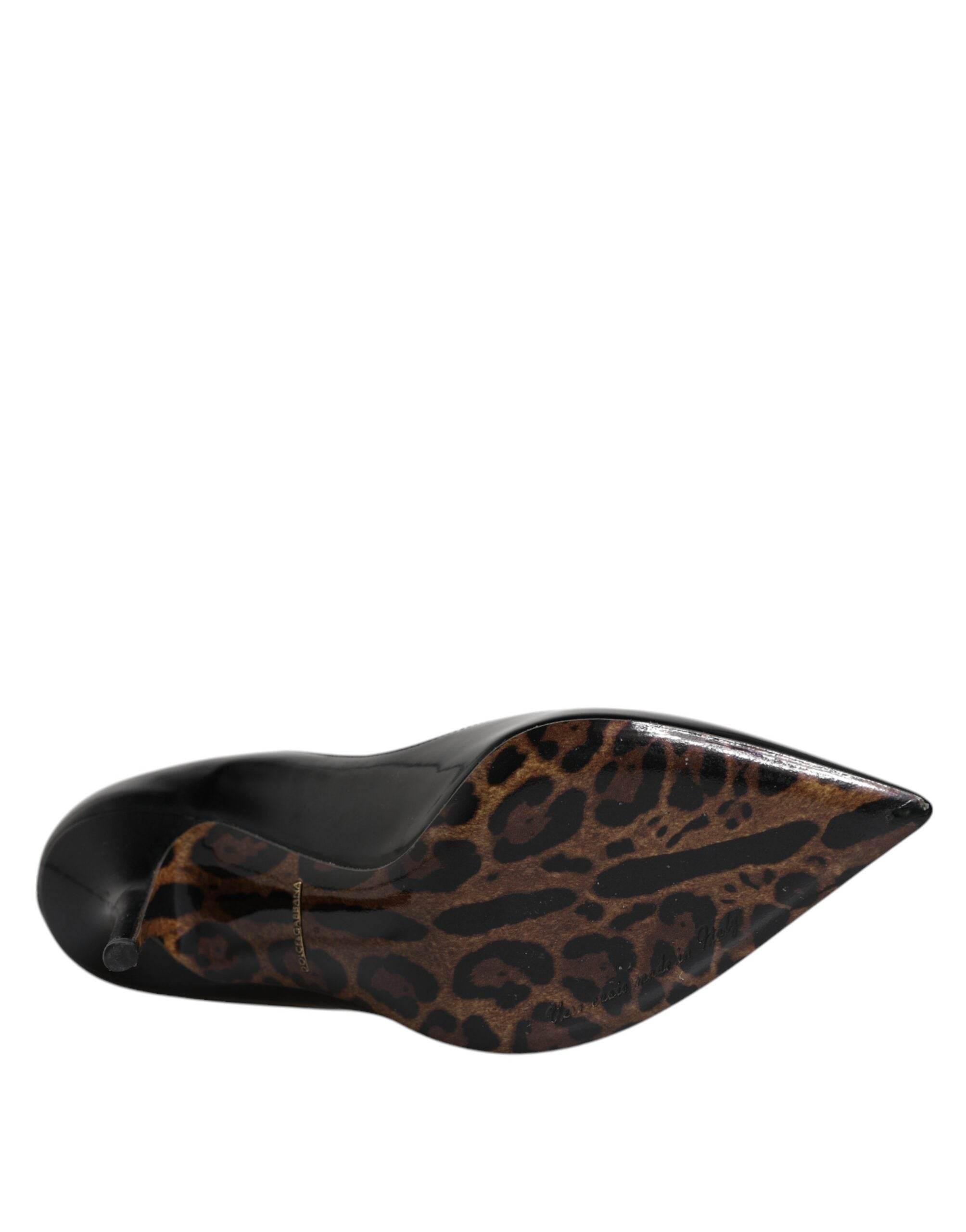 Dolce & Gabbana Black Leather T-strap Stiletto Heels Shoes - Hilstor