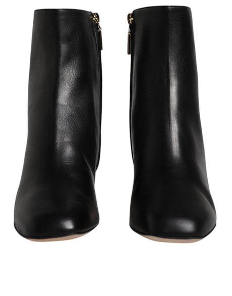 Dolce & Gabbana Black Jackie Leather Mid Calf Boots Shoes - Hilstor