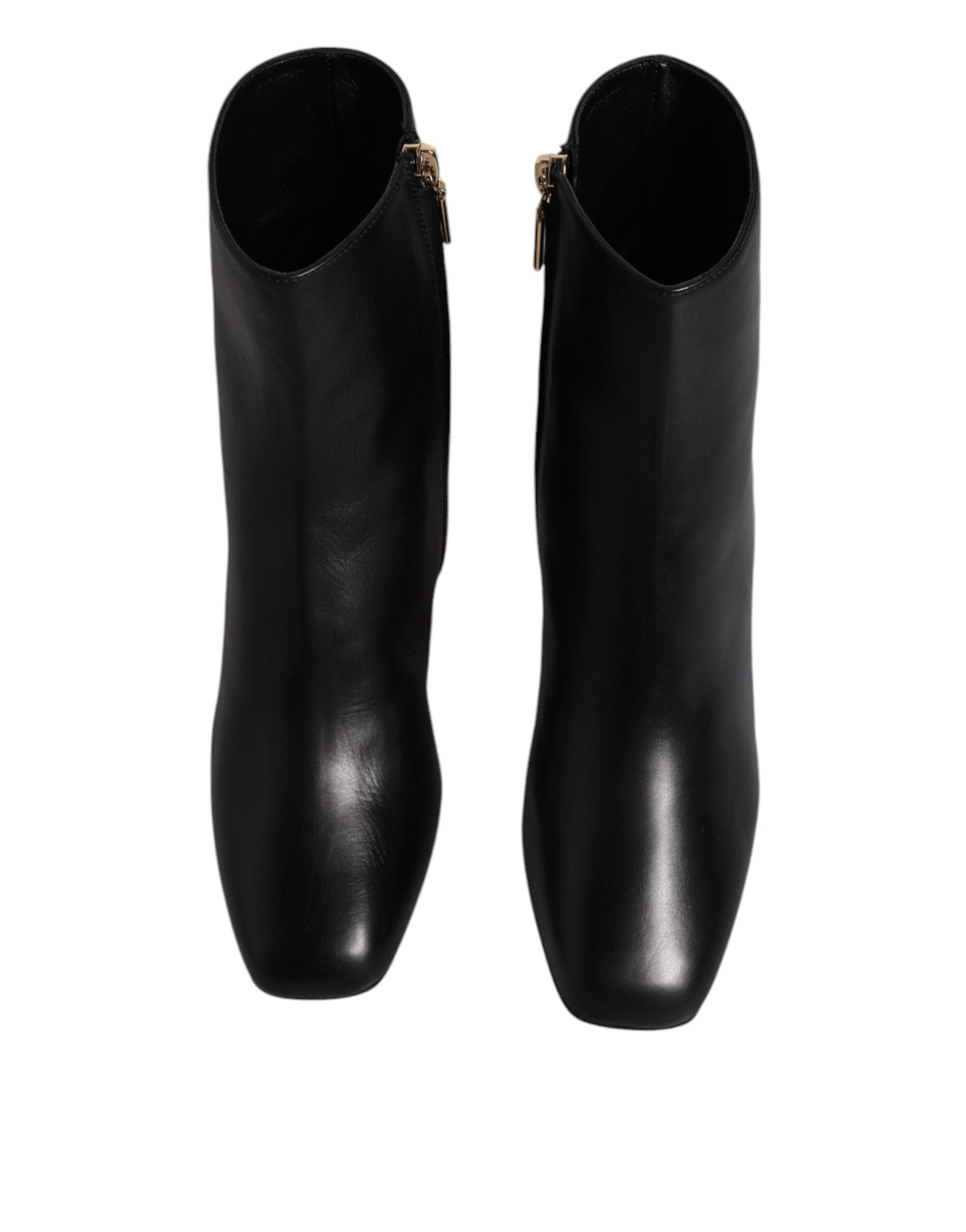 Dolce &amp; Gabbana Black Jackie Læder Mid Calf Boots Sko