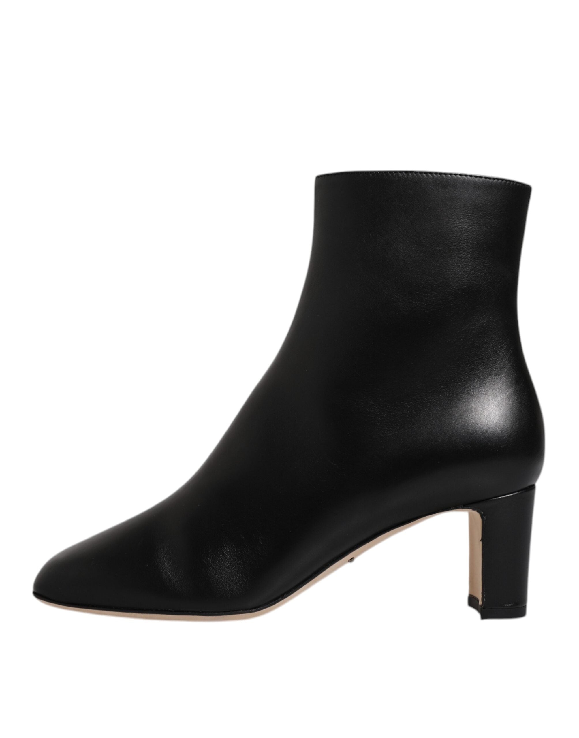 Dolce &amp; Gabbana Black Jackie Læder Mid Calf Boots Sko