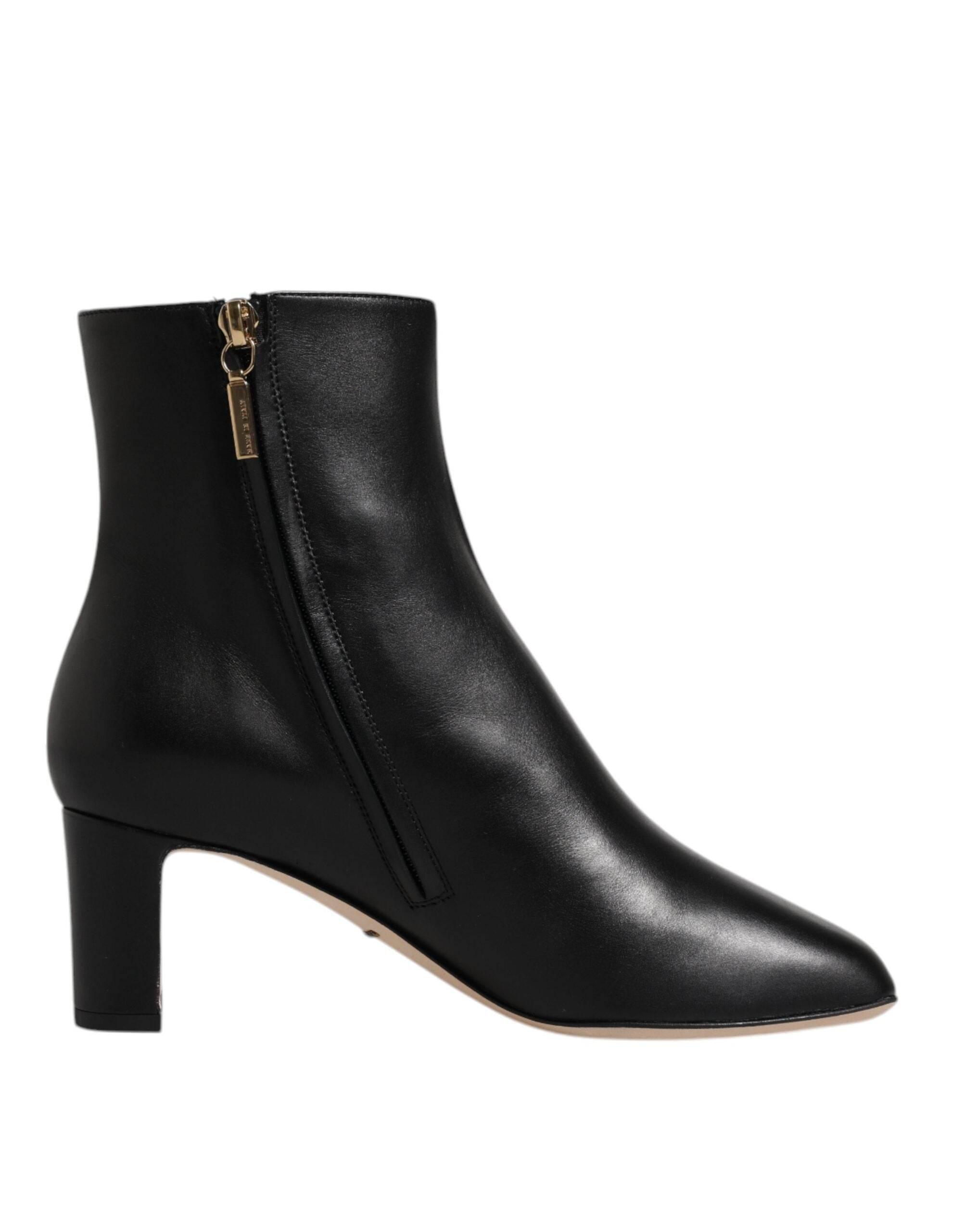 Dolce & Gabbana Black Jackie Leather Mid Calf Boots Shoes - Hilstor