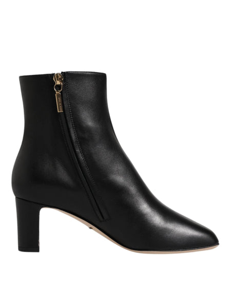Dolce & Gabbana Black Jackie Leather Mid Calf Boots Shoes - Hilstor