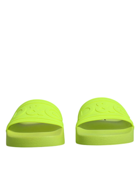 Dolce & Gabbana Green Rubber Slides Sandals Beachwear Shoes - Hilstor