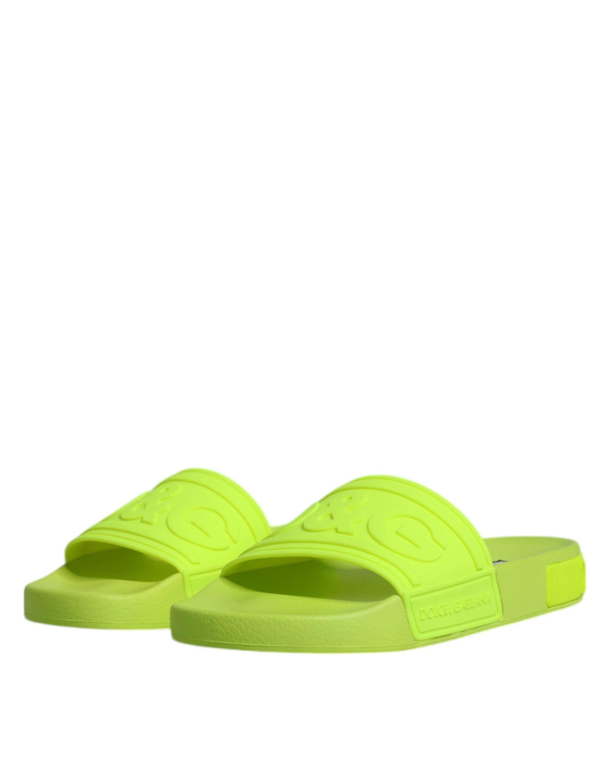 Dolce & Gabbana Green Rubber Slides Sandals Beachwear Shoes - Hilstor