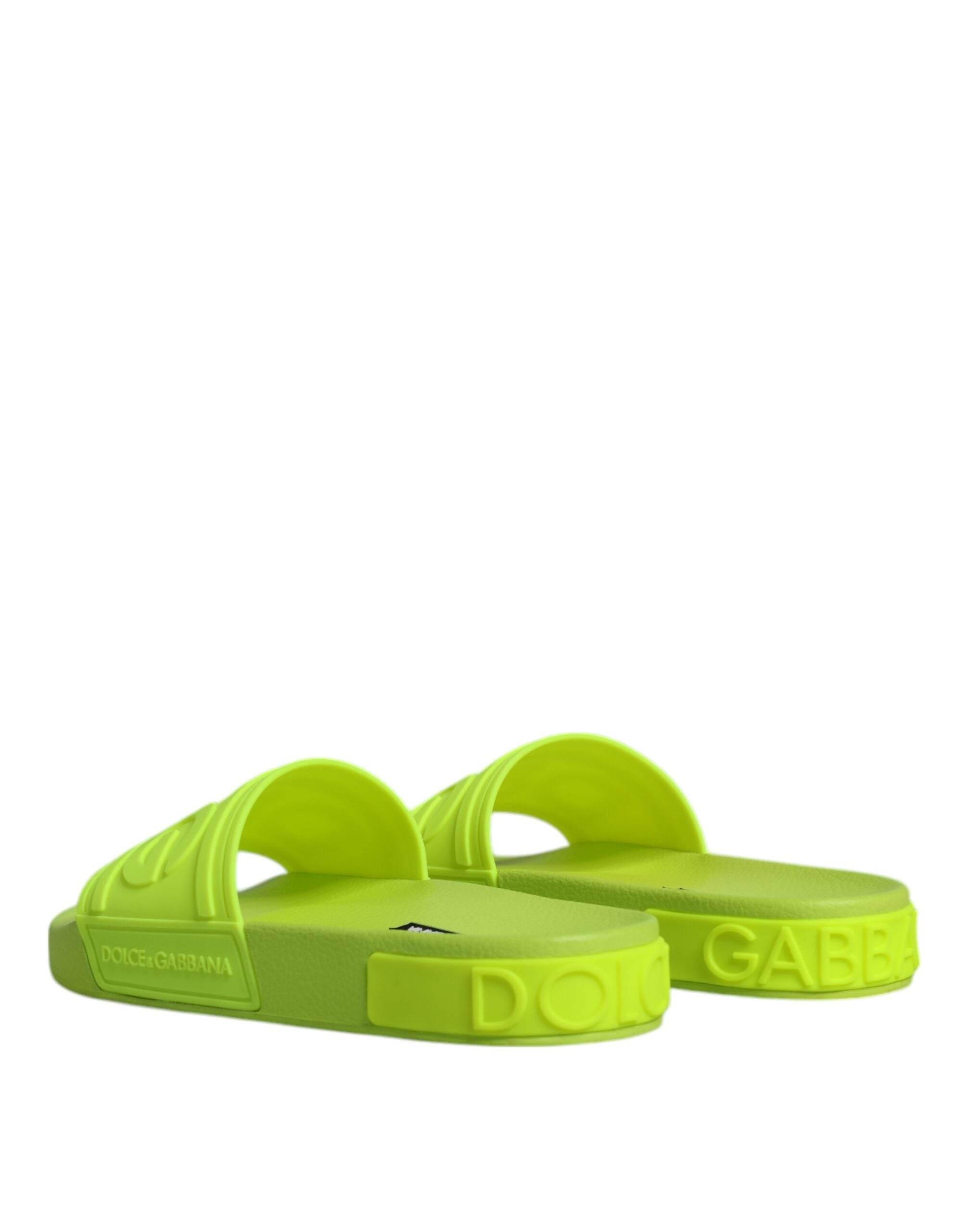 Dolce & Gabbana Green Rubber Slides Sandals Beachwear Shoes - Hilstor