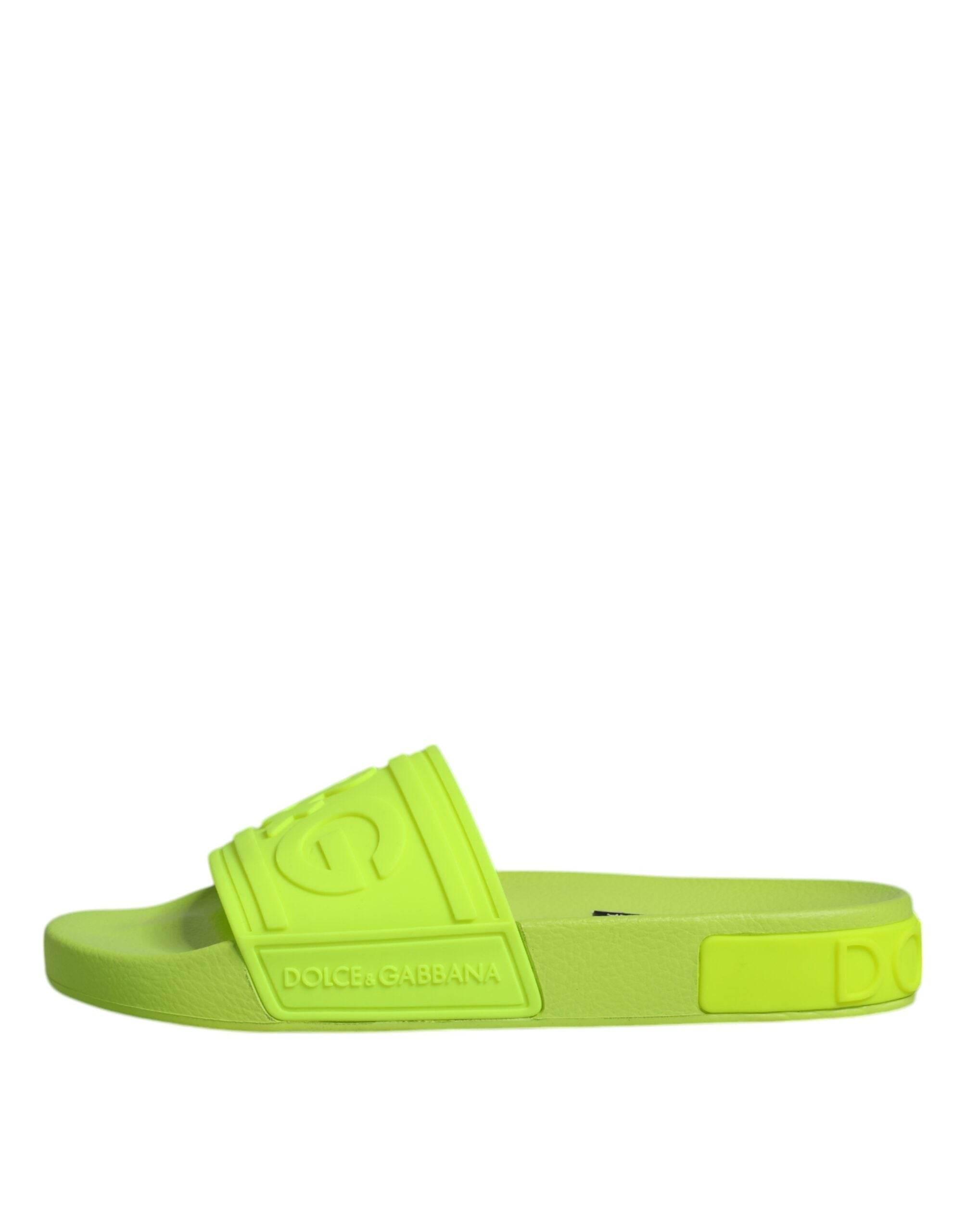 Dolce & Gabbana Green Rubber Slides Sandals Beachwear Shoes - Hilstor