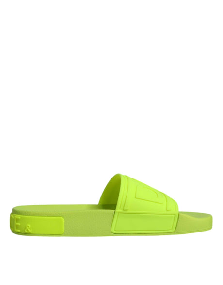 Dolce & Gabbana Green Rubber Slides Sandals Beachwear Shoes - Hilstor