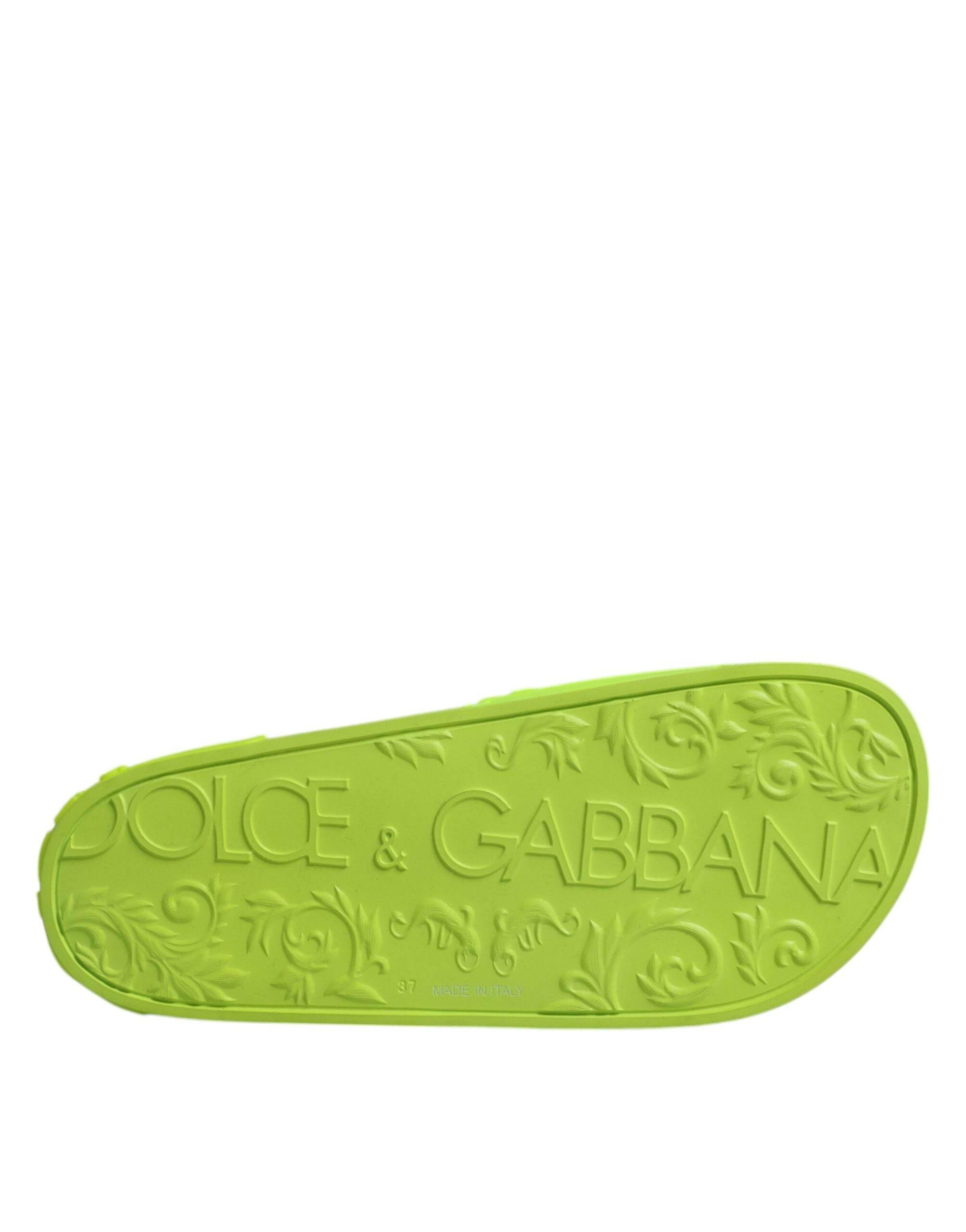 Dolce & Gabbana Green Rubber Slides Sandals Beachwear Shoes - Hilstor