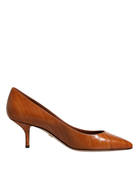 Dolce & Gabbana Brown Leather Kitten Heels Pumps Shoes - Hilstor
