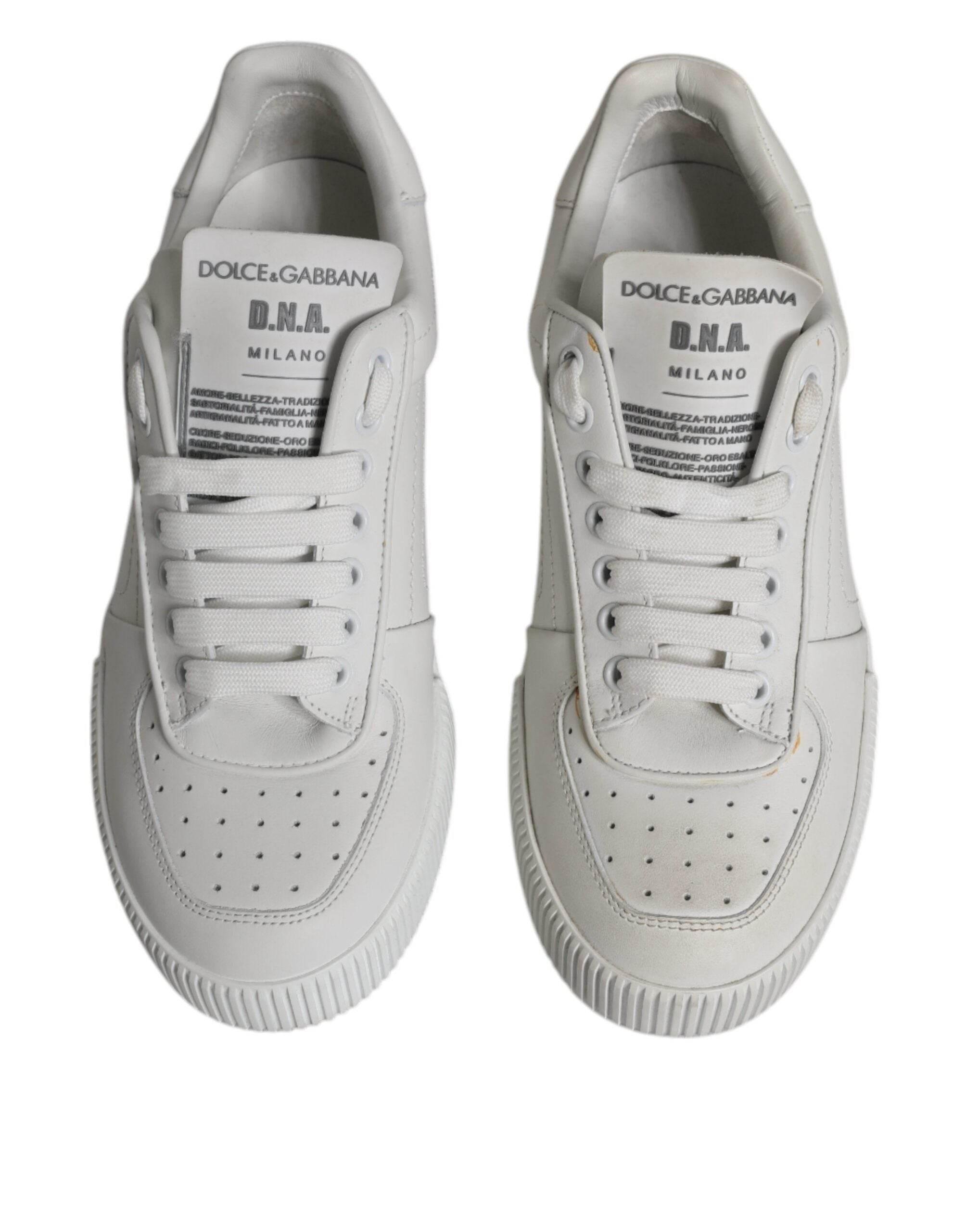 Dolce & Gabbana White Miami Leather Low Top Sneakers Shoes - Hilstor