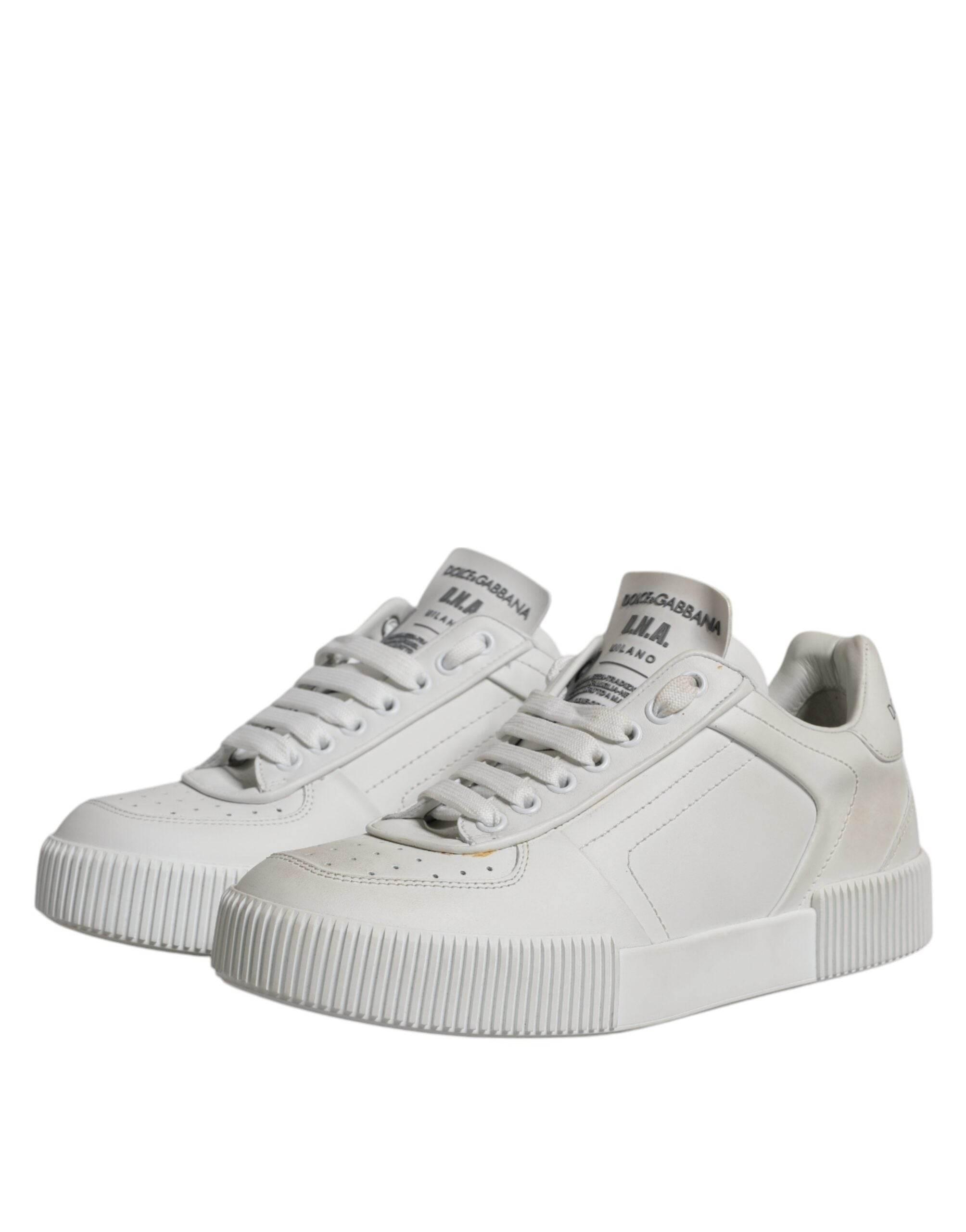 Dolce & Gabbana White Miami Leather Low Top Sneakers Shoes - Hilstor