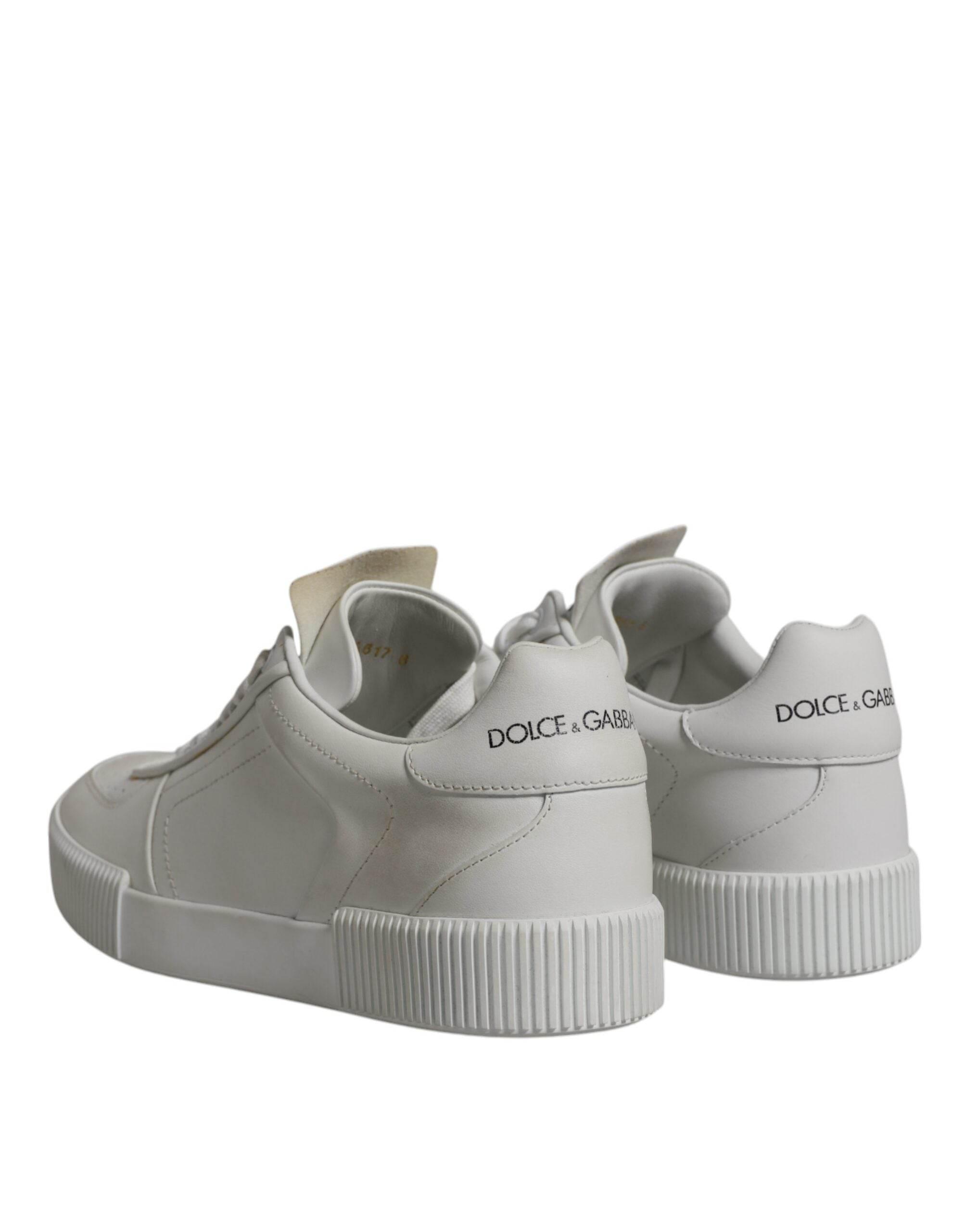 Dolce & Gabbana White Miami Leather Low Top Sneakers Shoes - Hilstor