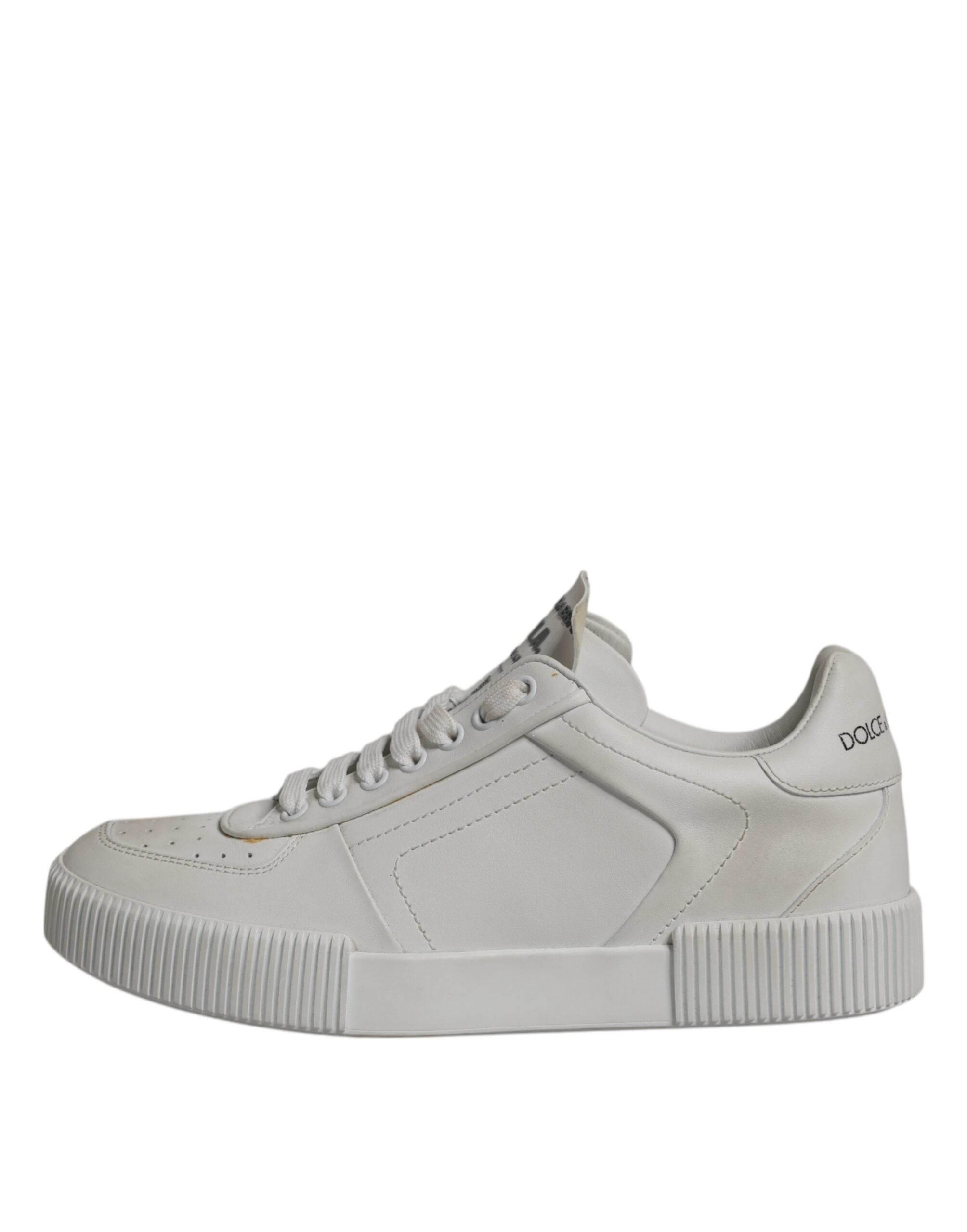 Dolce & Gabbana White Miami Leather Low Top Sneakers Shoes - Hilstor