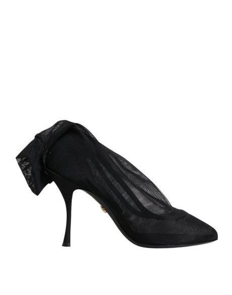 Dolce & Gabbana Black Silk Stretch Mesh Sock Boots Shoes - Hilstor