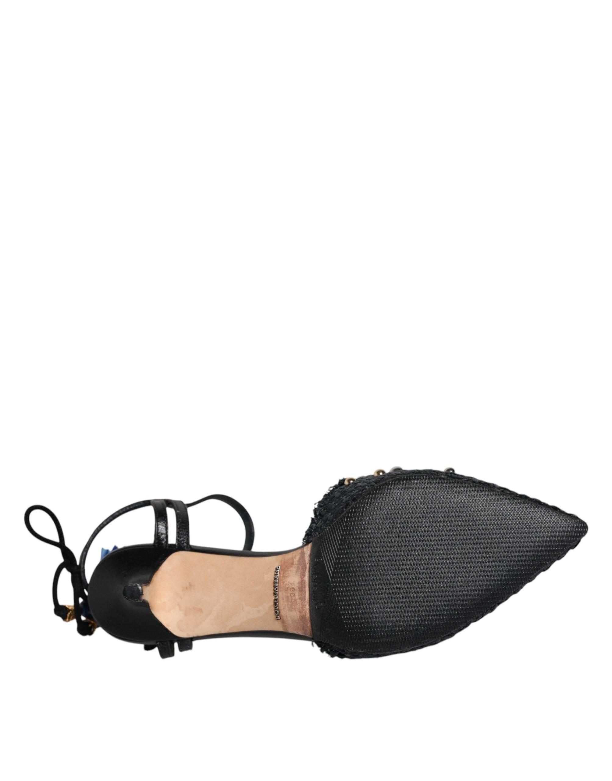 Dolce & Gabbana Black Pineapple Bellucci Heels Sandals Shoes - Hilstor