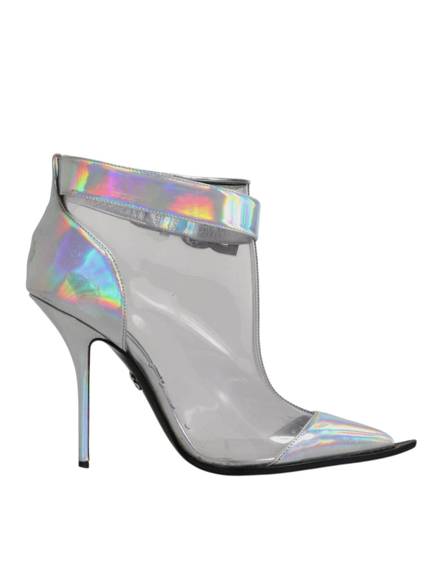 Dolce & Gabbana Silver Iridescent Pointed Short Boots Shoes - Hilstor