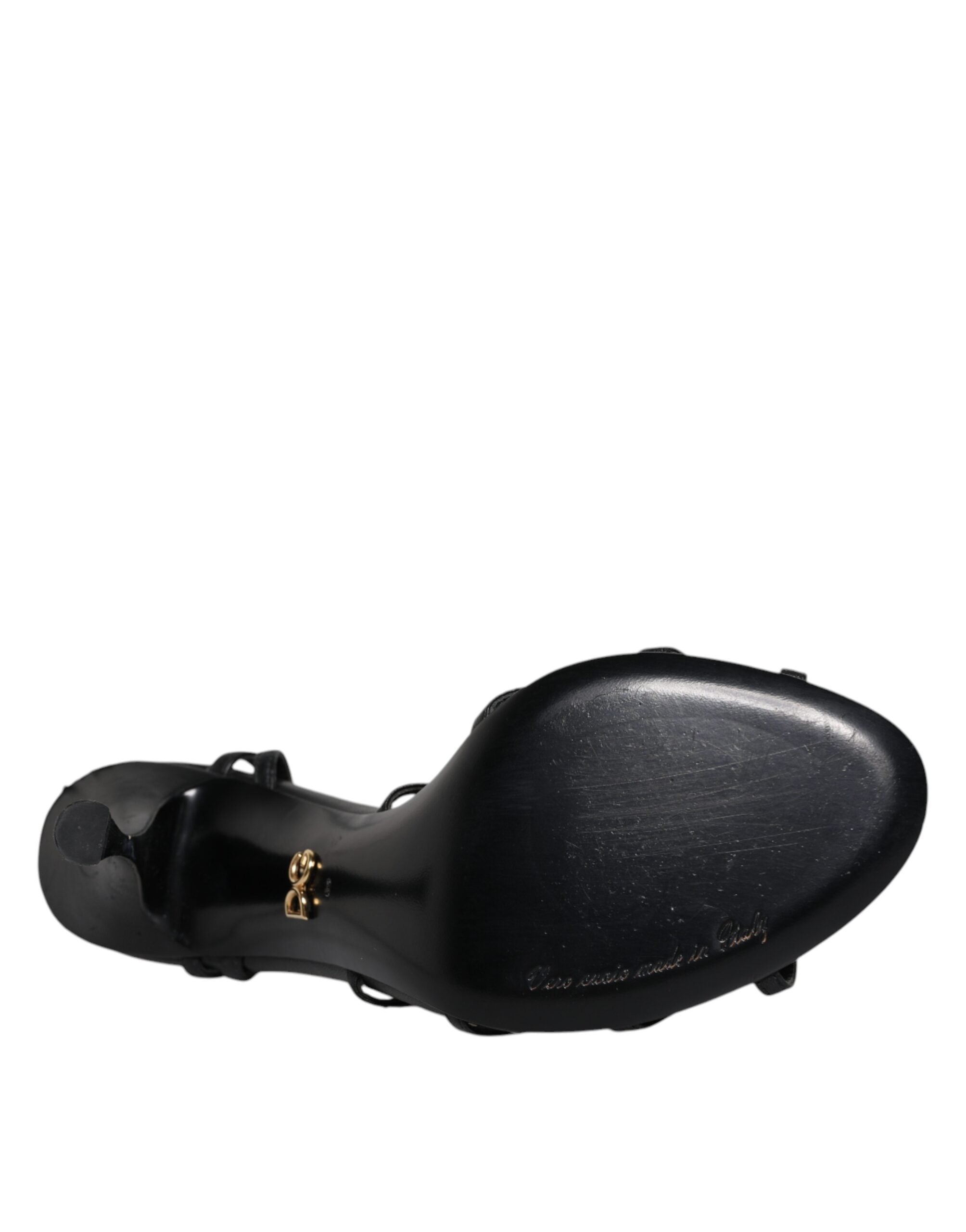 Dolce &amp; Gabbana sort læder højhælede Keira sandaler sko