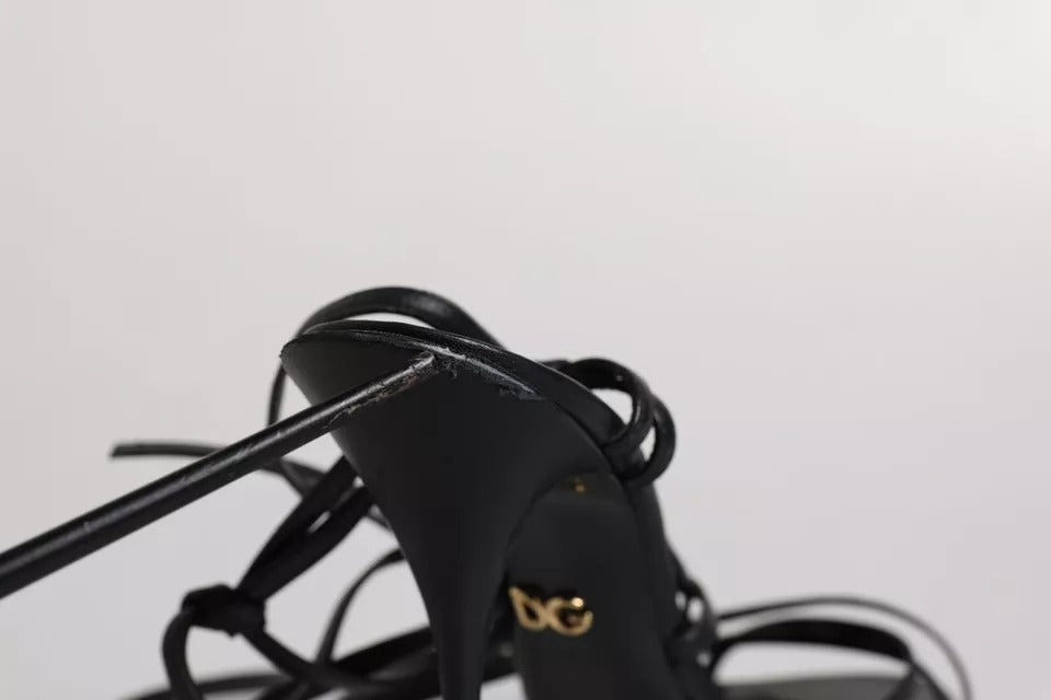 Dolce &amp; Gabbana sort læder højhælede Keira sandaler sko