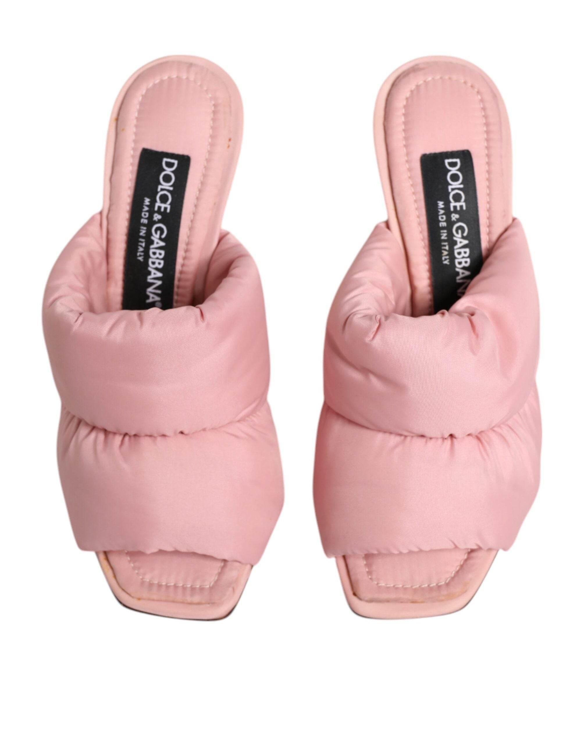 Dolce & Gabbana Pink Quilted DG Heel Slide Sandals Shoes - Hilstor