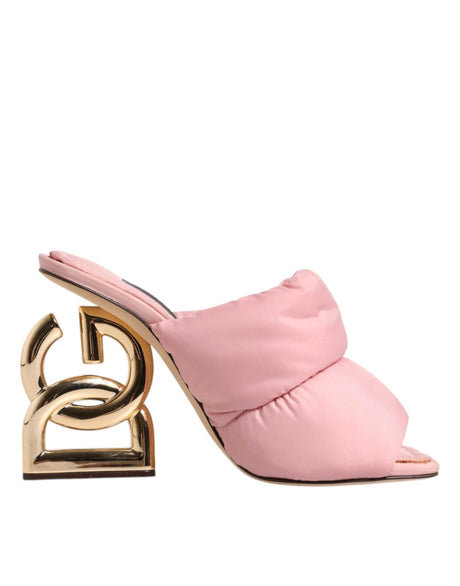 Dolce & Gabbana Pink Quilted DG Heel Slide Sandals Shoes - Hilstor