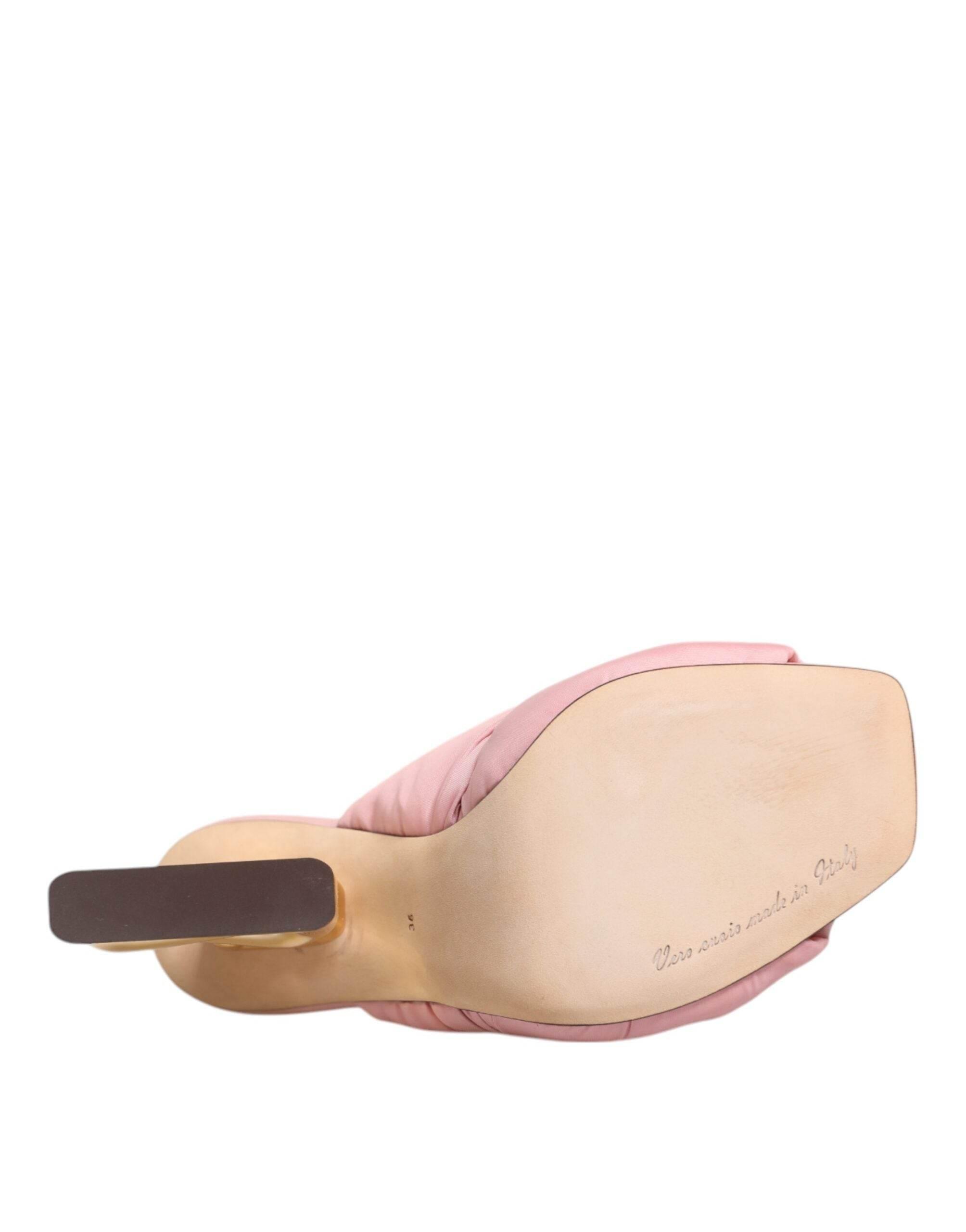 Dolce & Gabbana Pink Quilted DG Heel Slide Sandals Shoes - Hilstor